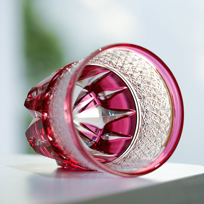 Edo Kiriko Handcrafted Sakura Radiance Whisky Glass With Wooden Box