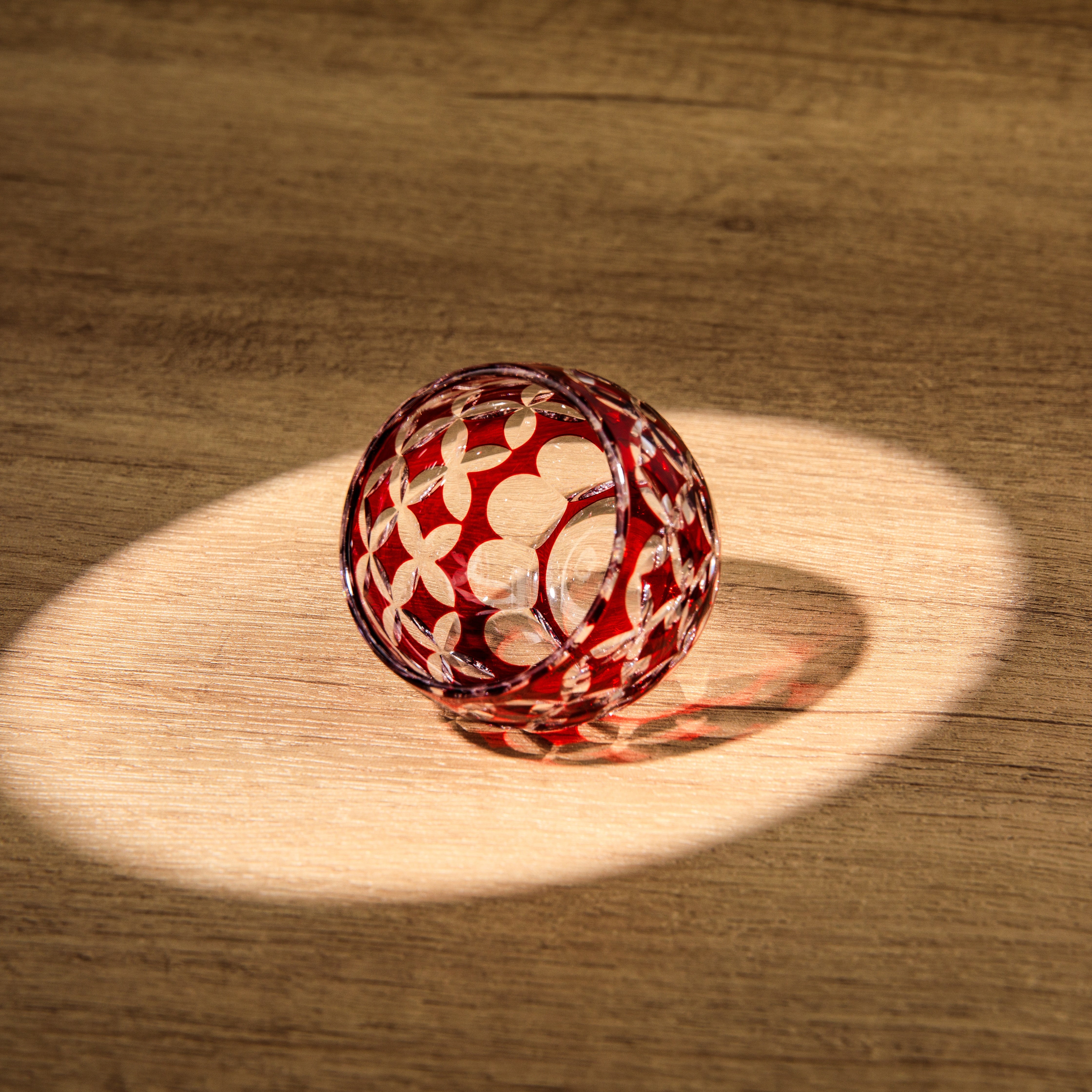 Edo Kiriko Handcrafted Aka Sake Glass Collection
