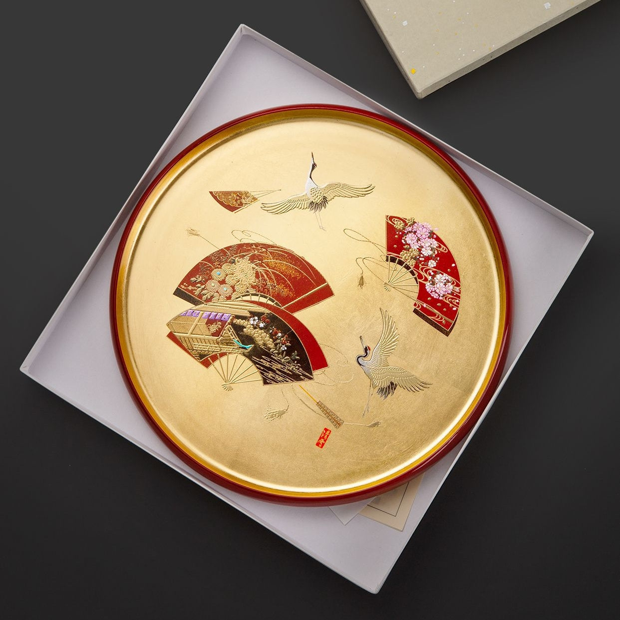 Yamanaka Shikki Gold Foil Round Tray