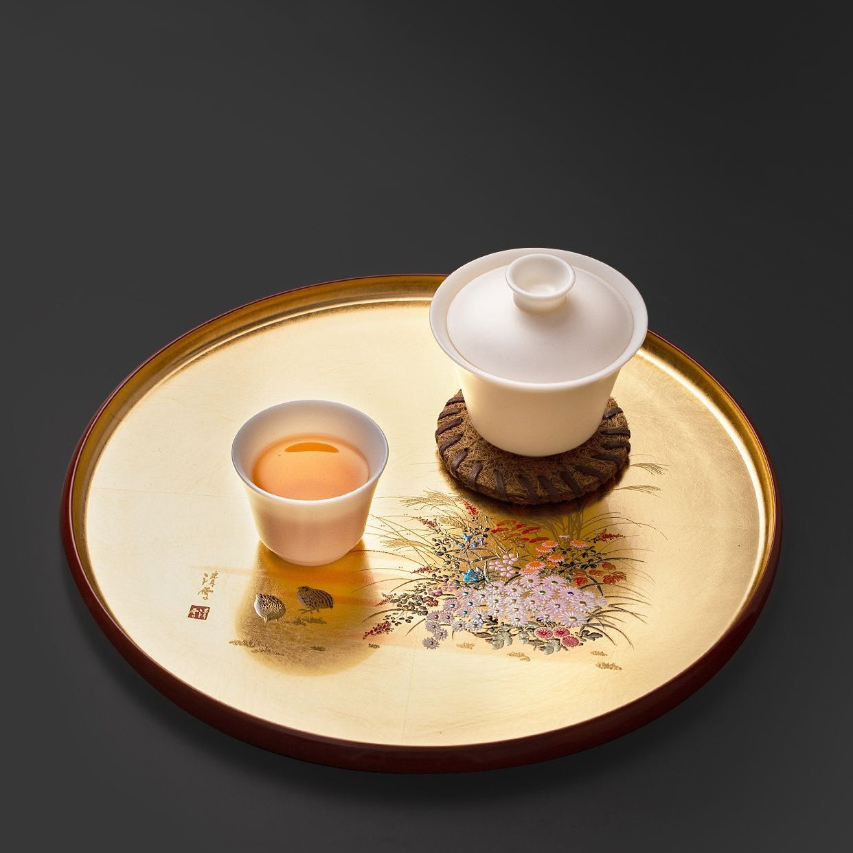 Yamanaka Shikki Gold Foil Round Tray