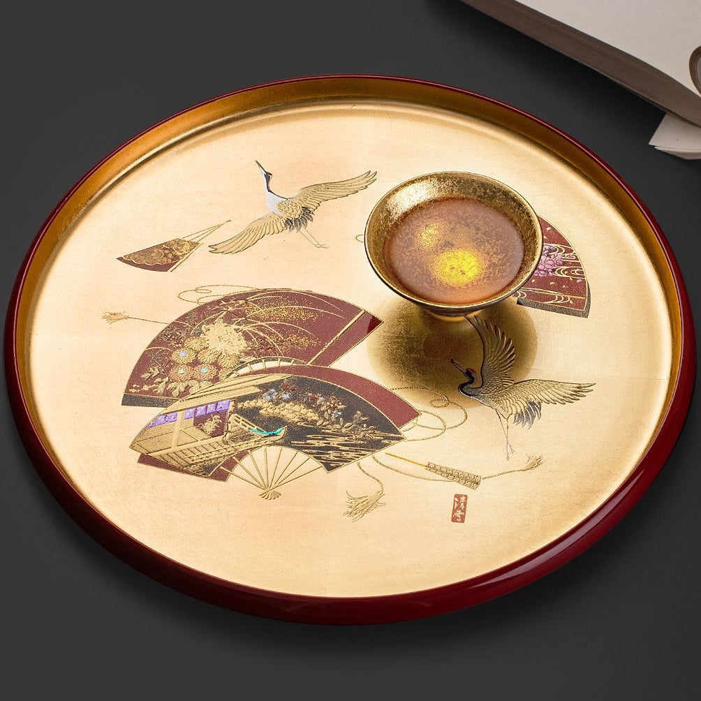Yamanaka Shikki Gold Foil Round Tray