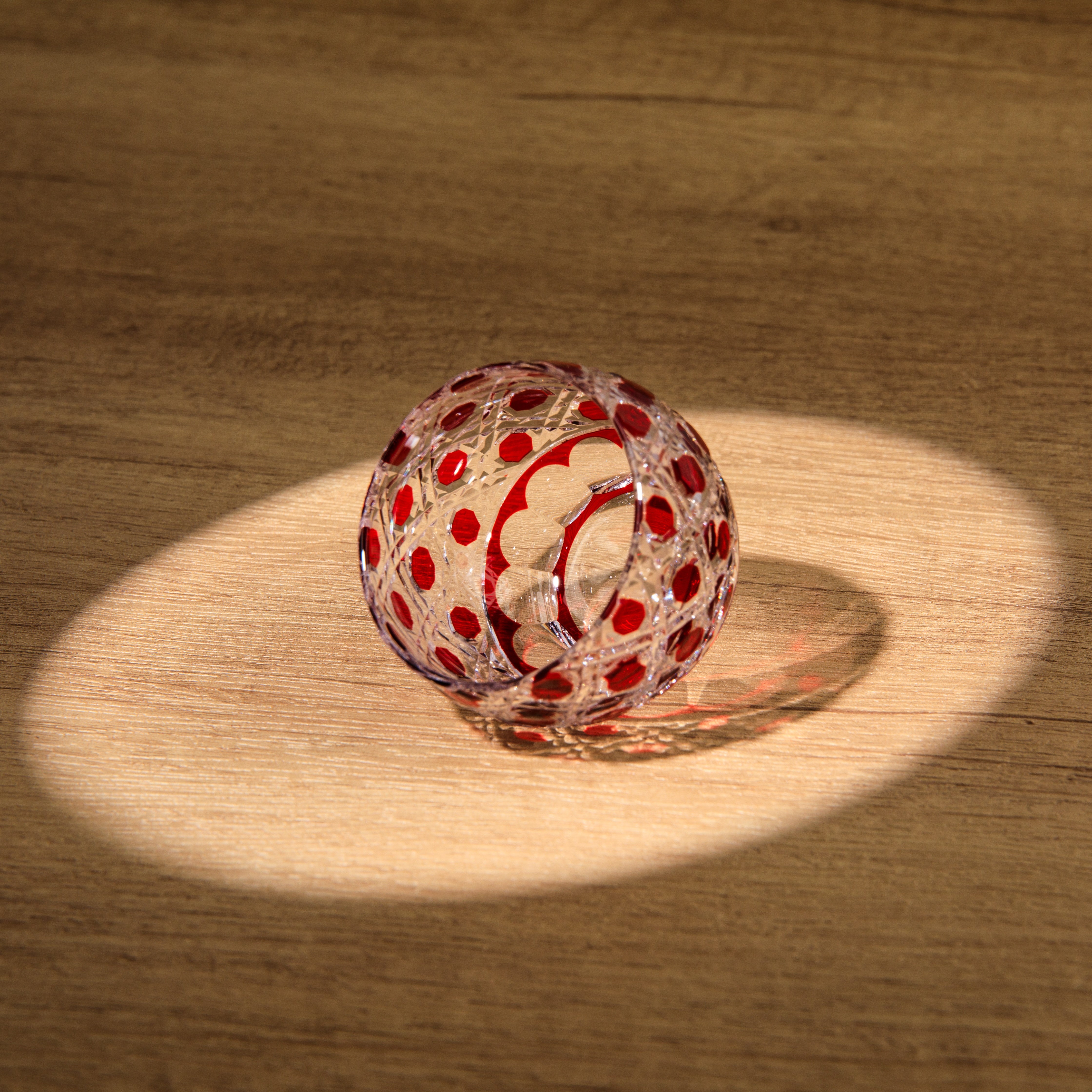 Edo Kiriko Handcrafted Aka Sake Glass Collection