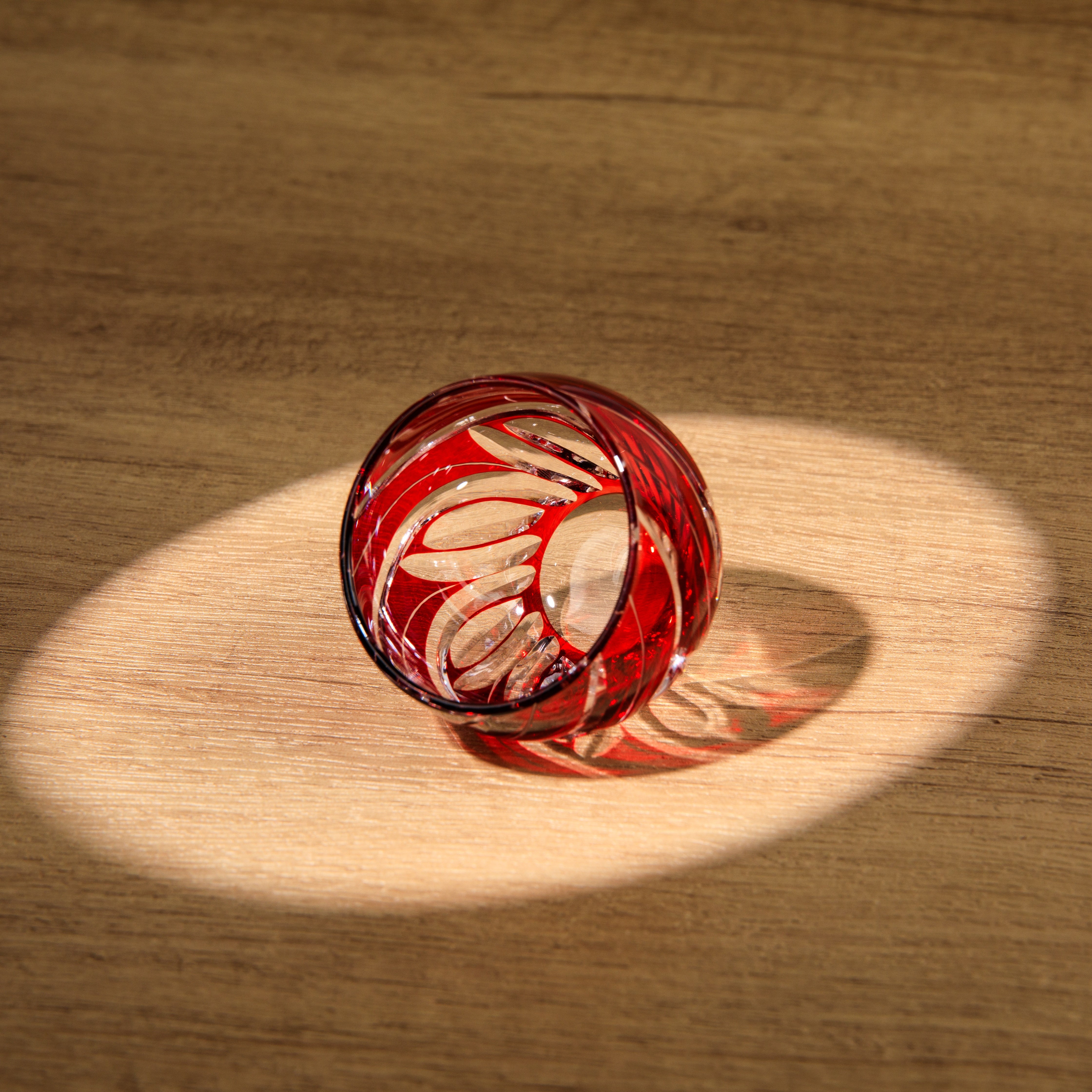 Edo Kiriko Handcrafted Aka Sake Glass Collection