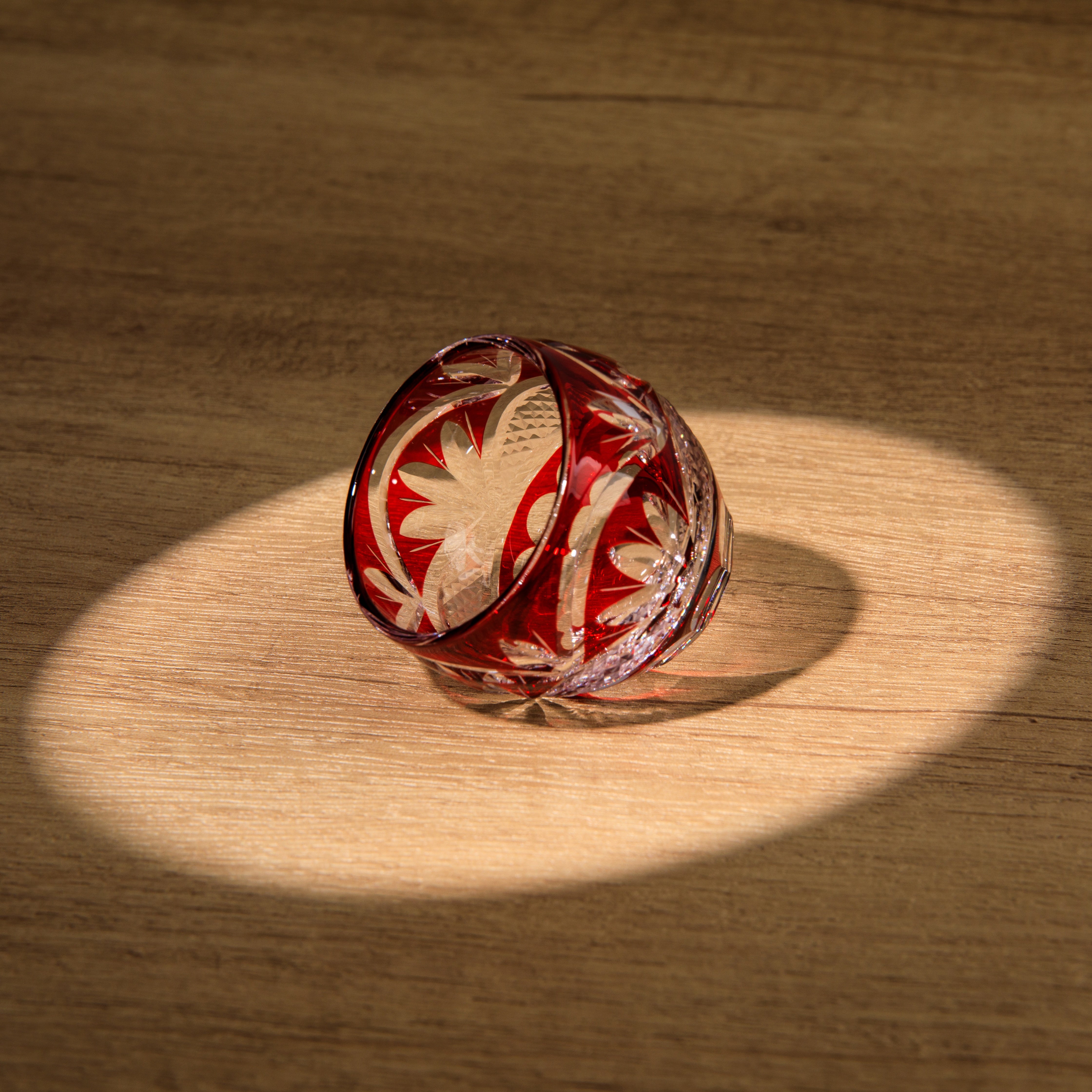 Edo Kiriko Handcrafted Aka Sake Glass Collection