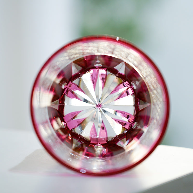 Edo Kiriko Handcrafted Sakura Radiance Whisky Glass With Wooden Box