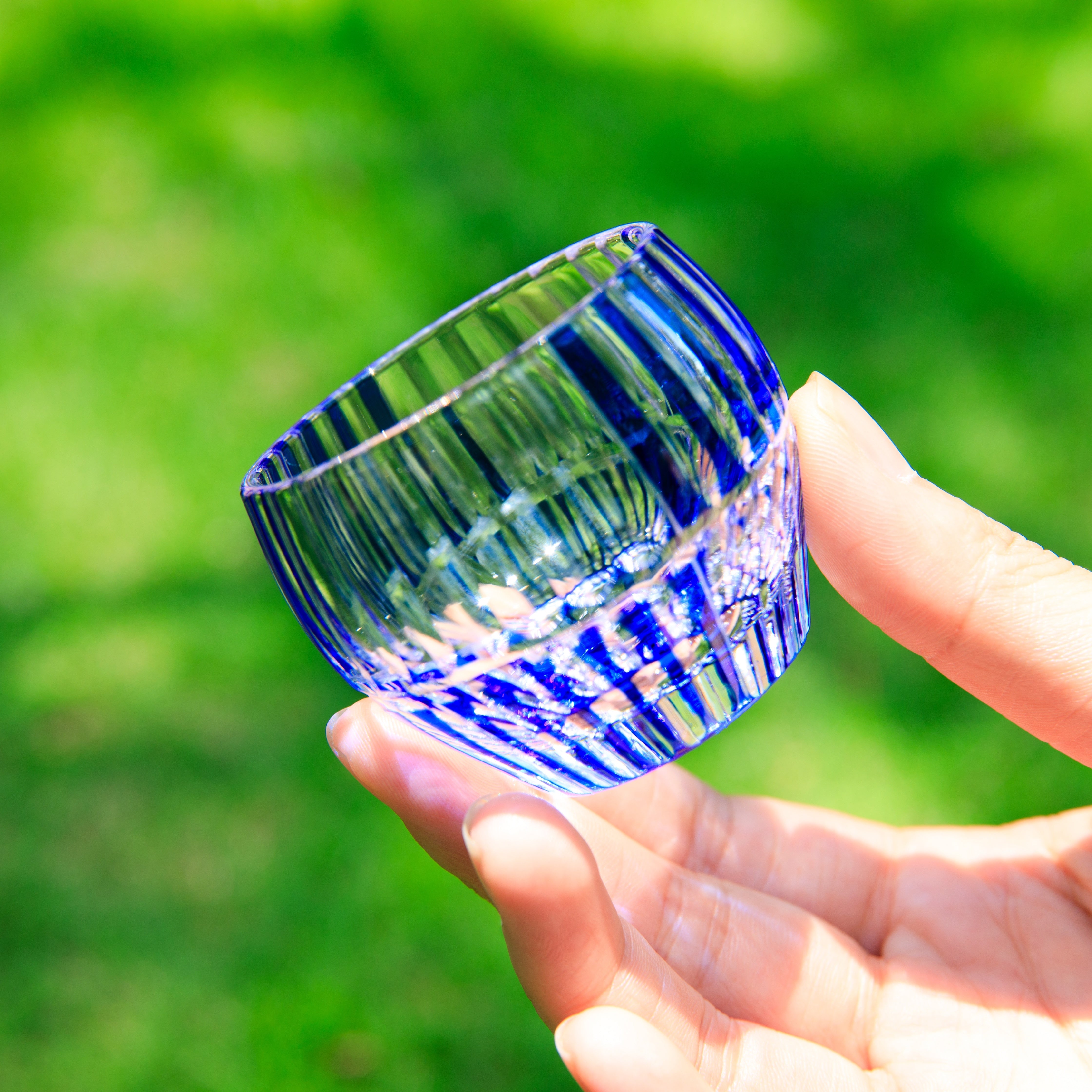 Edo Kiriko Handcrafted Ruri Ochoko Sake Glass Collection