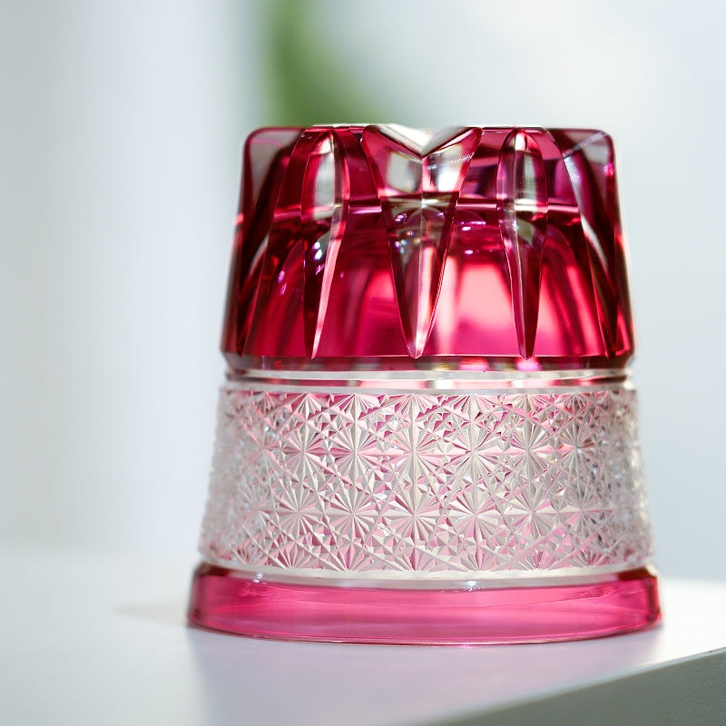 Edo Kiriko Handcrafted Sakura Radiance Whisky Glass With Wooden Box