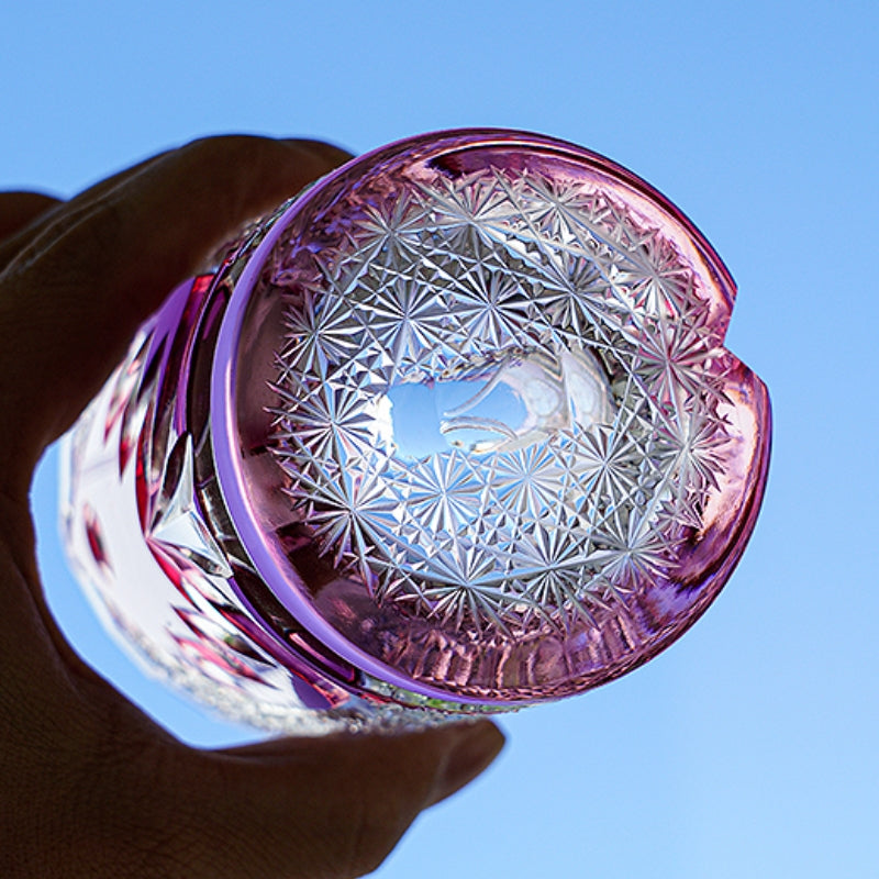 Edo Kiriko Handcrafted Ruby Nocturne Whisky Glass With Wooden Box