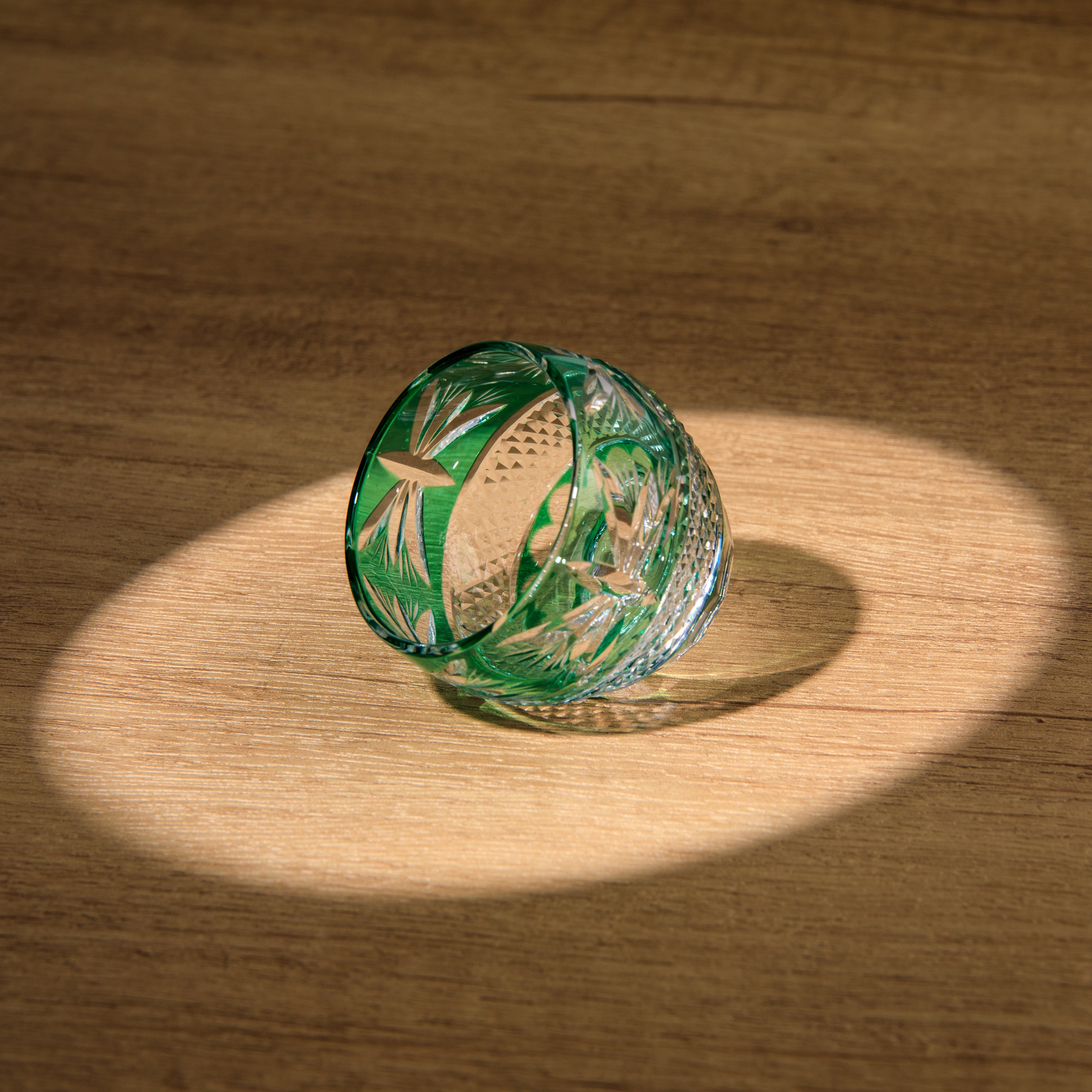 Edo Kiriko Handcrafted Midoriha Guinomi Sake Glass Collection