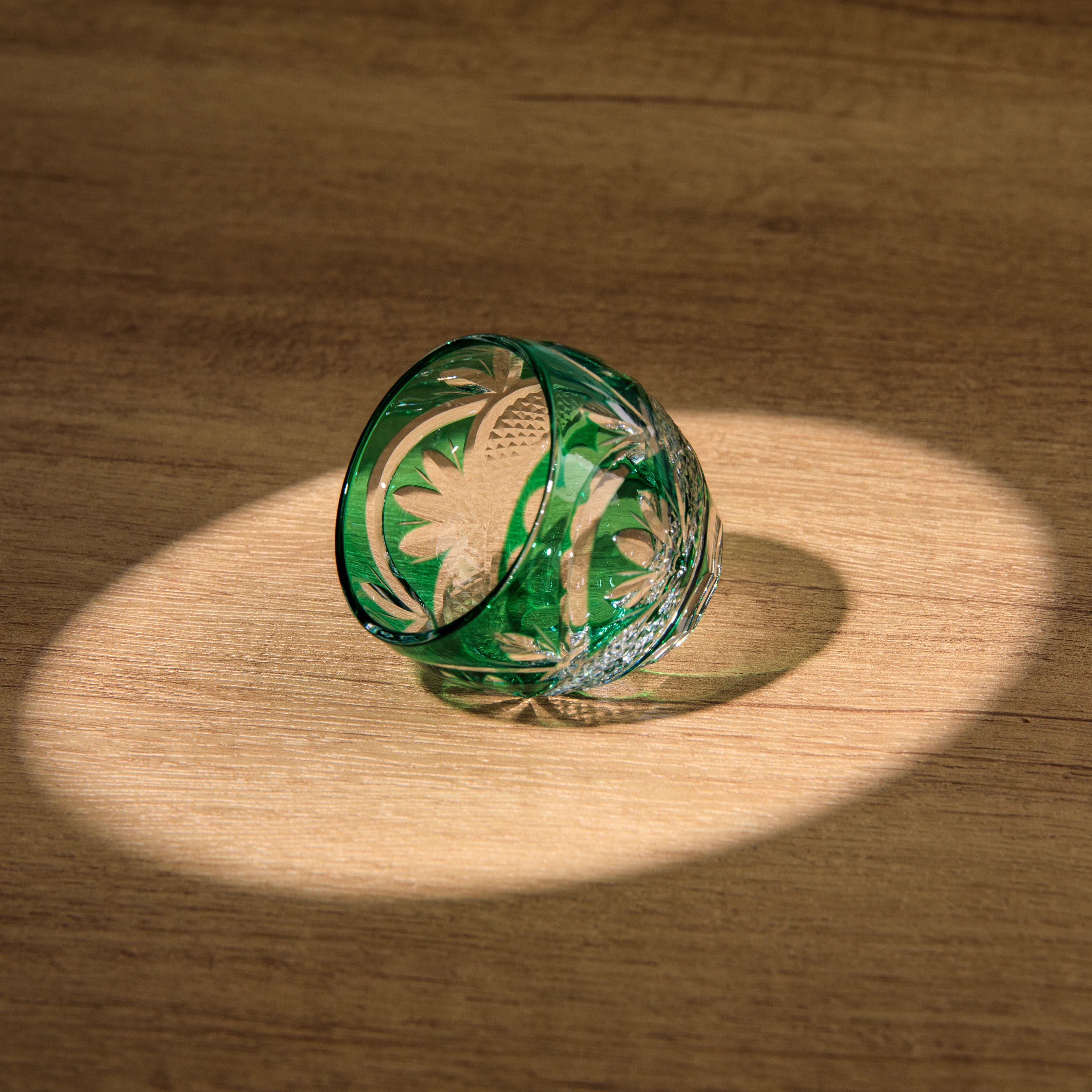 Edo Kiriko Handcrafted Midoriha Guinomi Sake Glass Collection