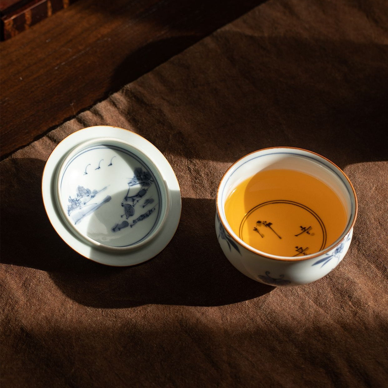 Arita Ware Hana Chobu Lidded Teacup Set of Five
