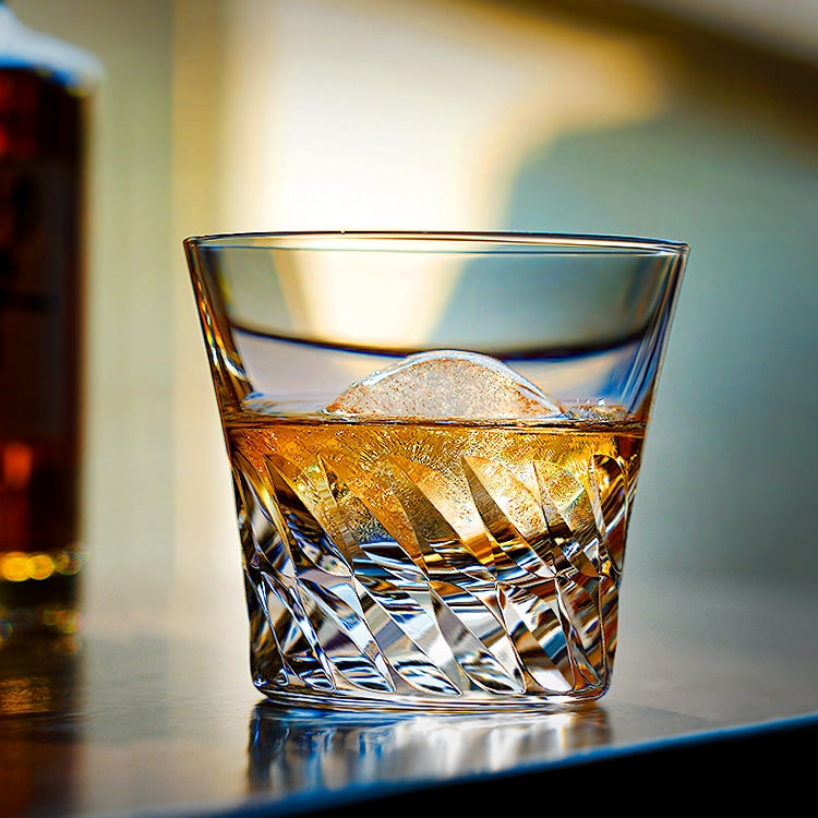 Edo Kiriko Handcrafted Tenshi no Tsubasa Whisky Glass With Wooden Box