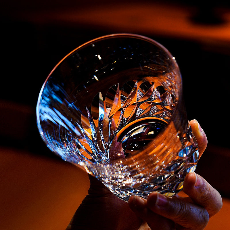 Edo Kiriko Handcrafted Tenshi no Tsubasa Whisky Glass With Wooden Box