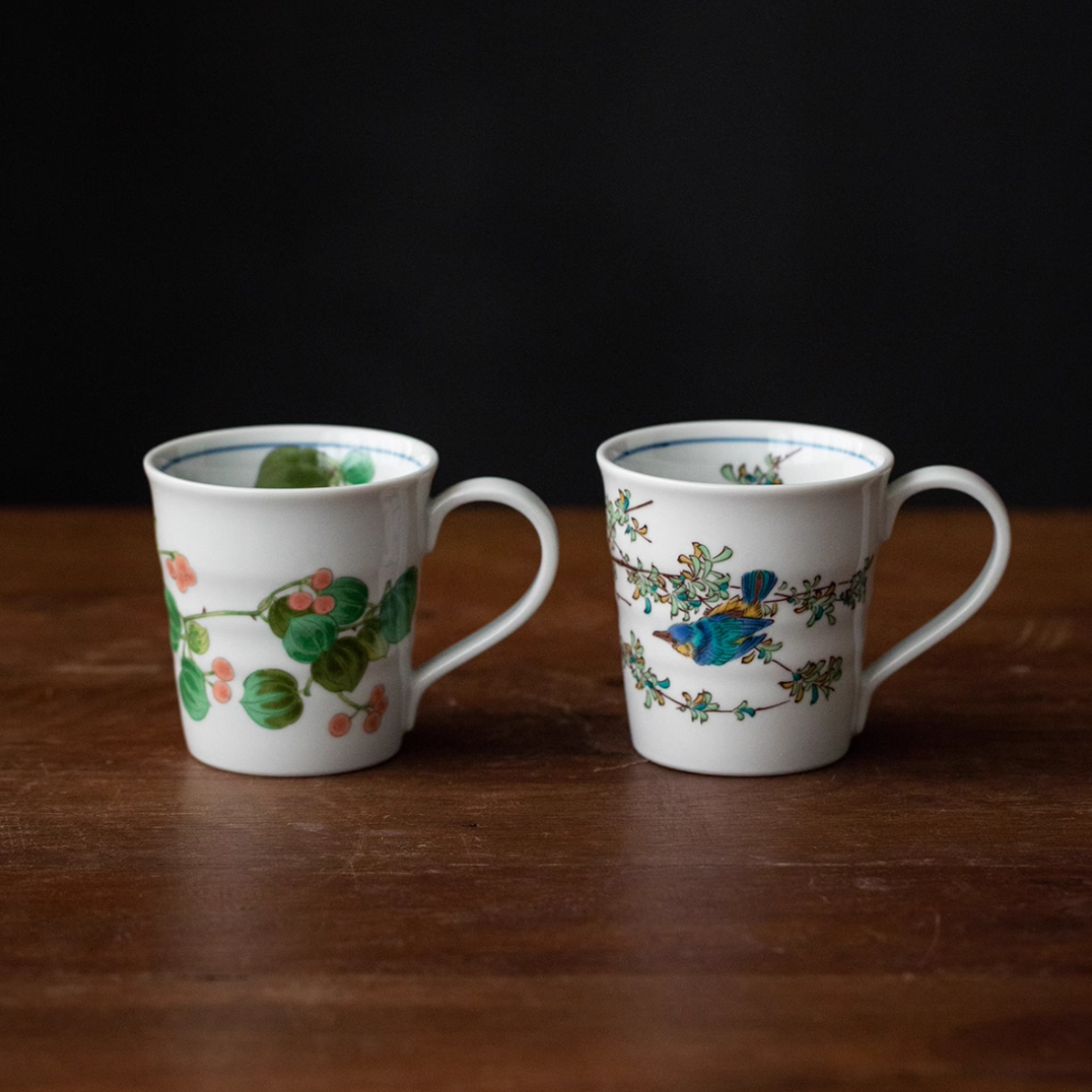 Kutaniyaki Handcrafted Hana Tori Cup Collection