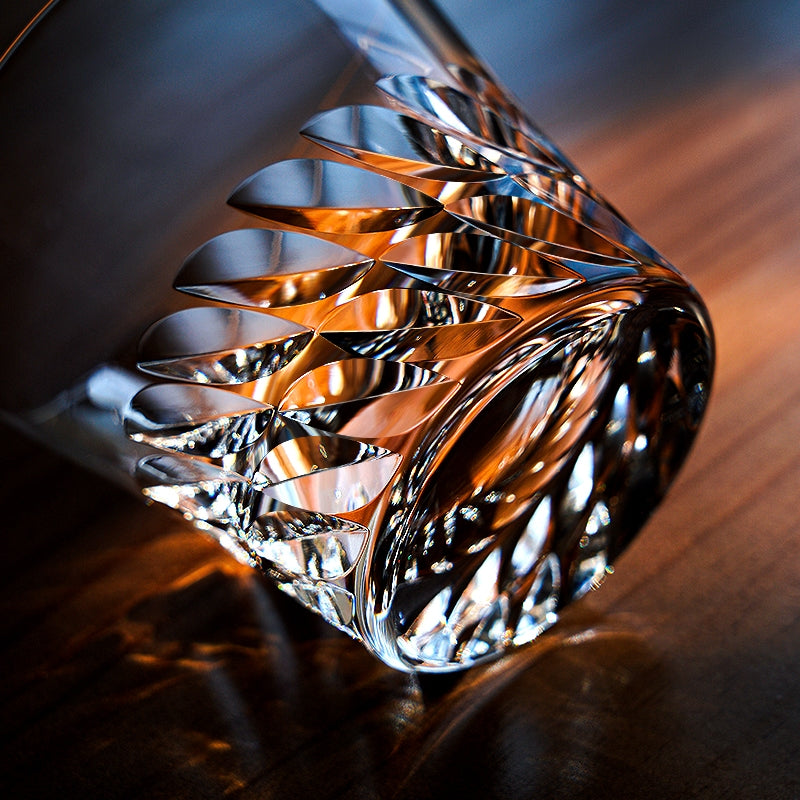 Edo Kiriko Handcrafted Tenshi no Tsubasa Whisky Glass With Wooden Box