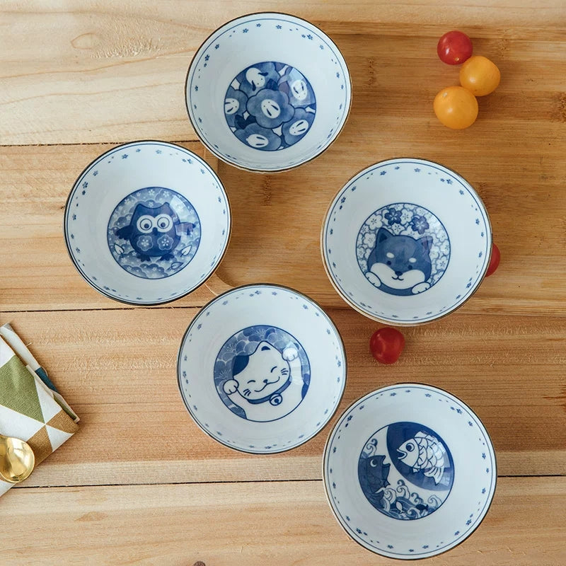 Mino Ware Engimono Ceramic Rice Bowl Collection