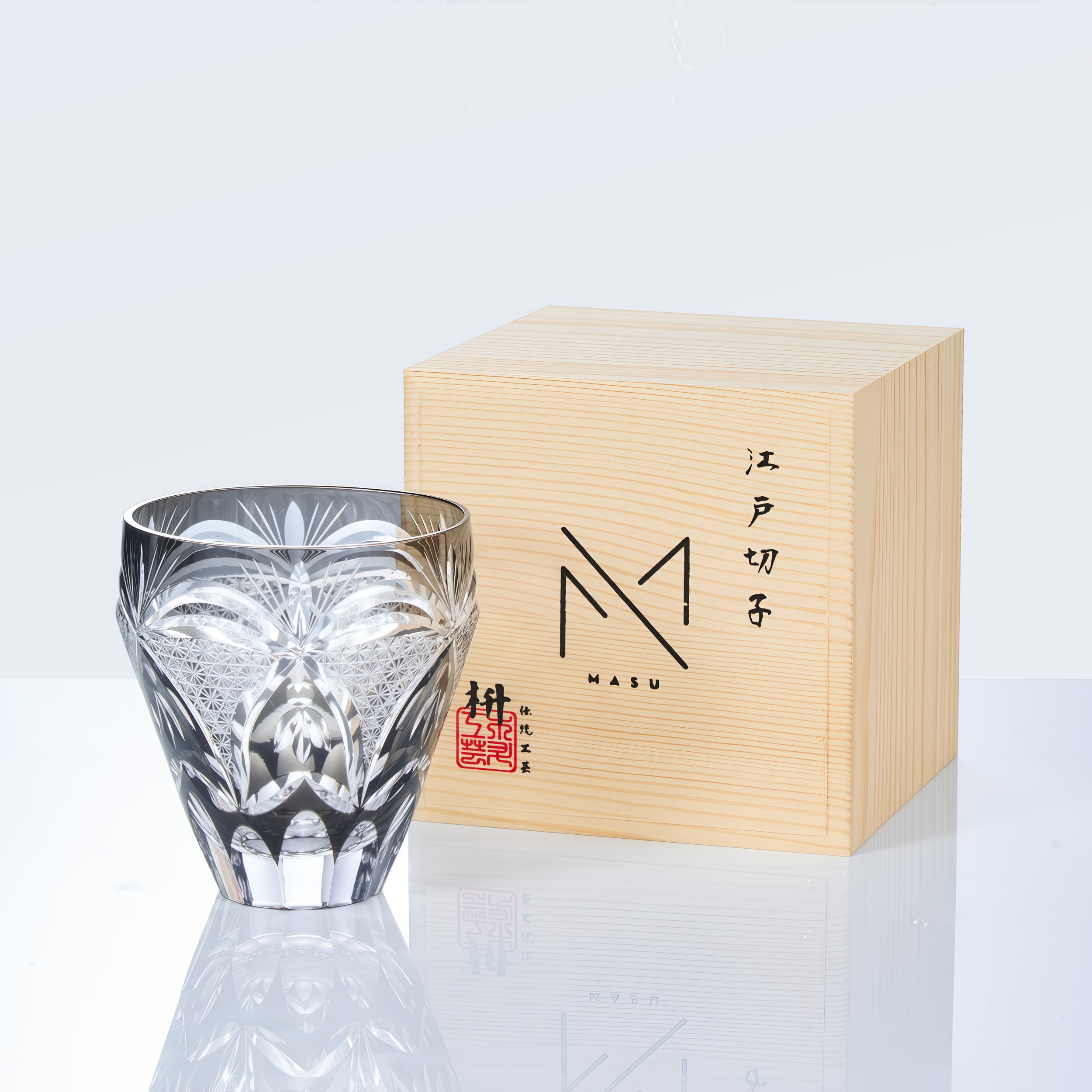 Edo Kiriko Handcrafted Kohaku Sakura Whisky Glass Collection