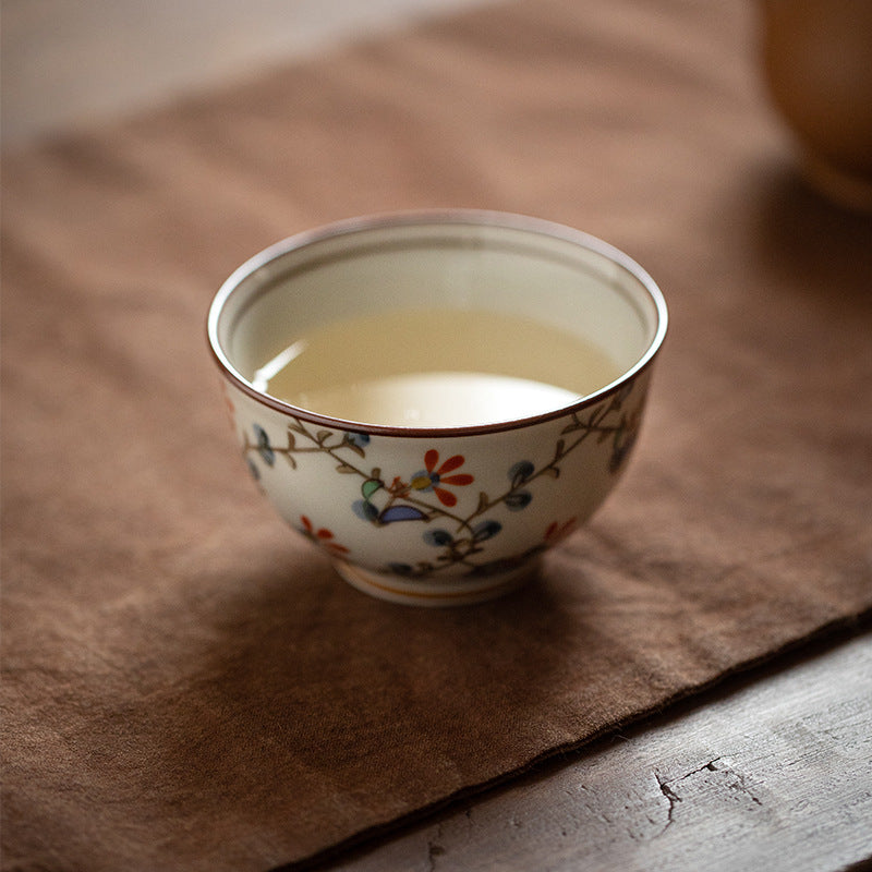 Hatsuichi Arita Ware Nishiki Kusabana Ceramic Teacup Set of Five