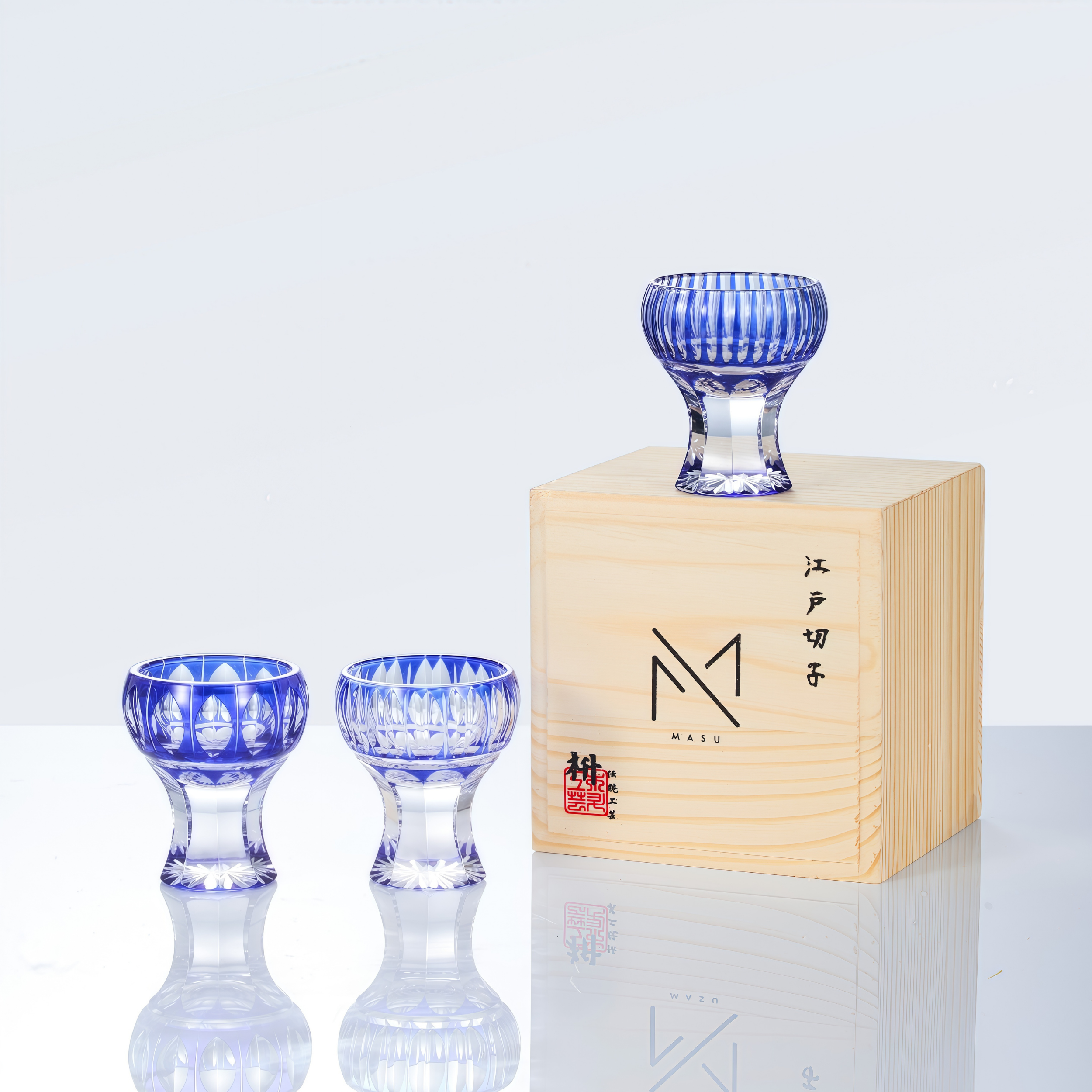 Edo Kiriko Handcrafted Kinpu Sake Glass Collection