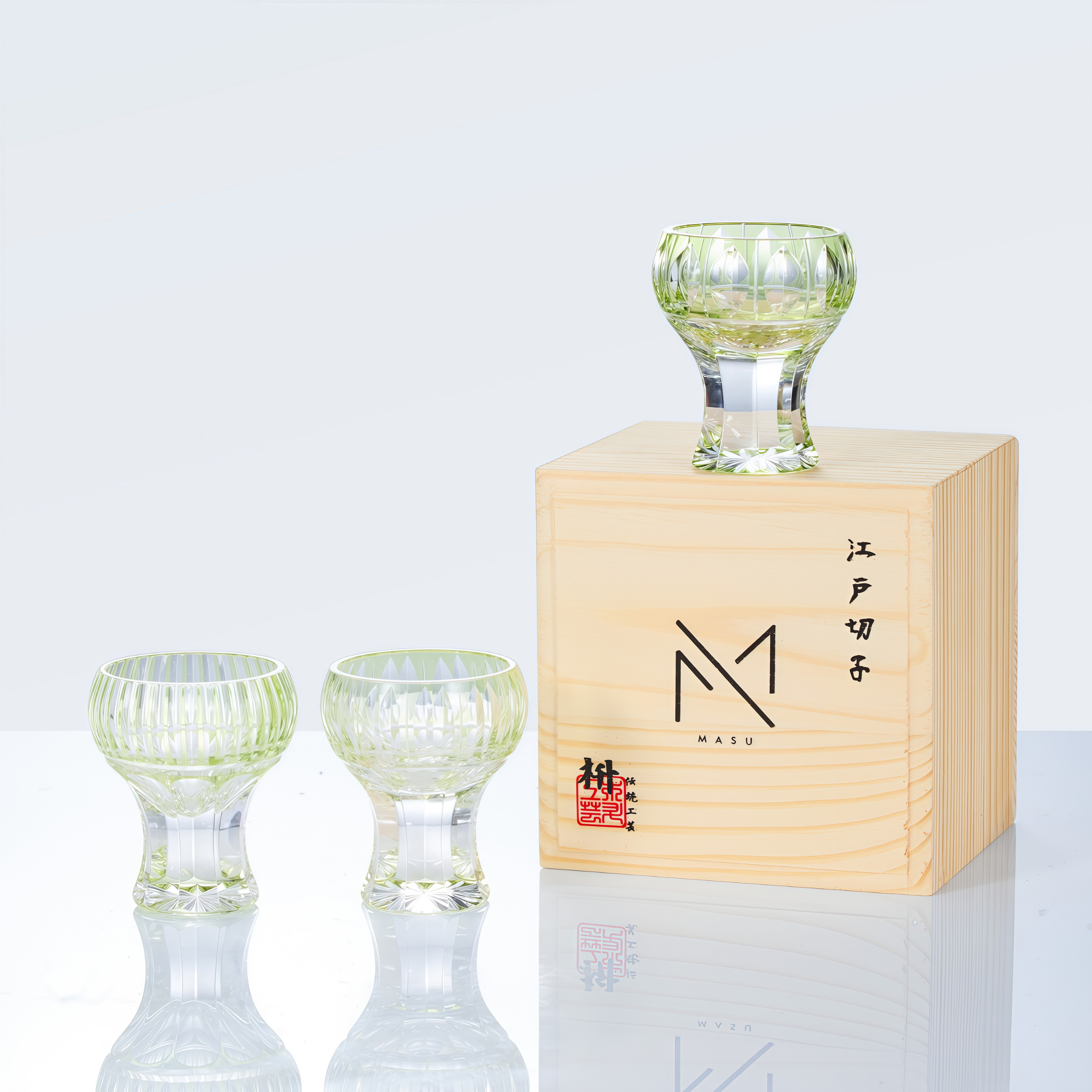 Edo Kiriko Handcrafted Kinpu Sake Glass Collection