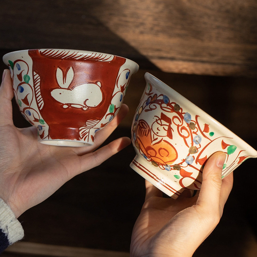 Seto Ware Handcrafted Akae Ceramic Rice Bowl Collection
