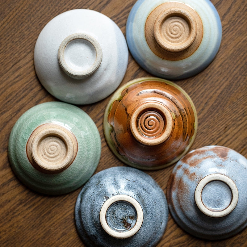 Hatsuichi Shino Ware Handcrafted Rokkyaku Tea Cups Set
