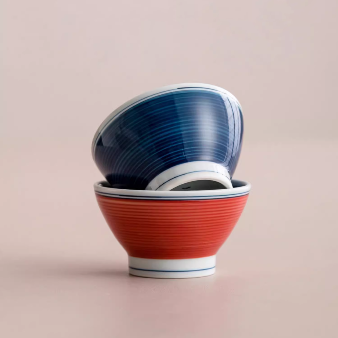 Hatsuichi Arita Ware Tafuku Ceramic Couple Bowl Set of Two