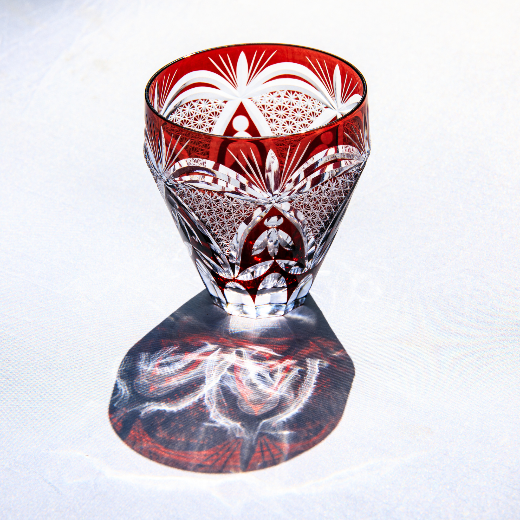 Edo Kiriko Handcrafted Kohaku Sakura Whisky Glass Collection