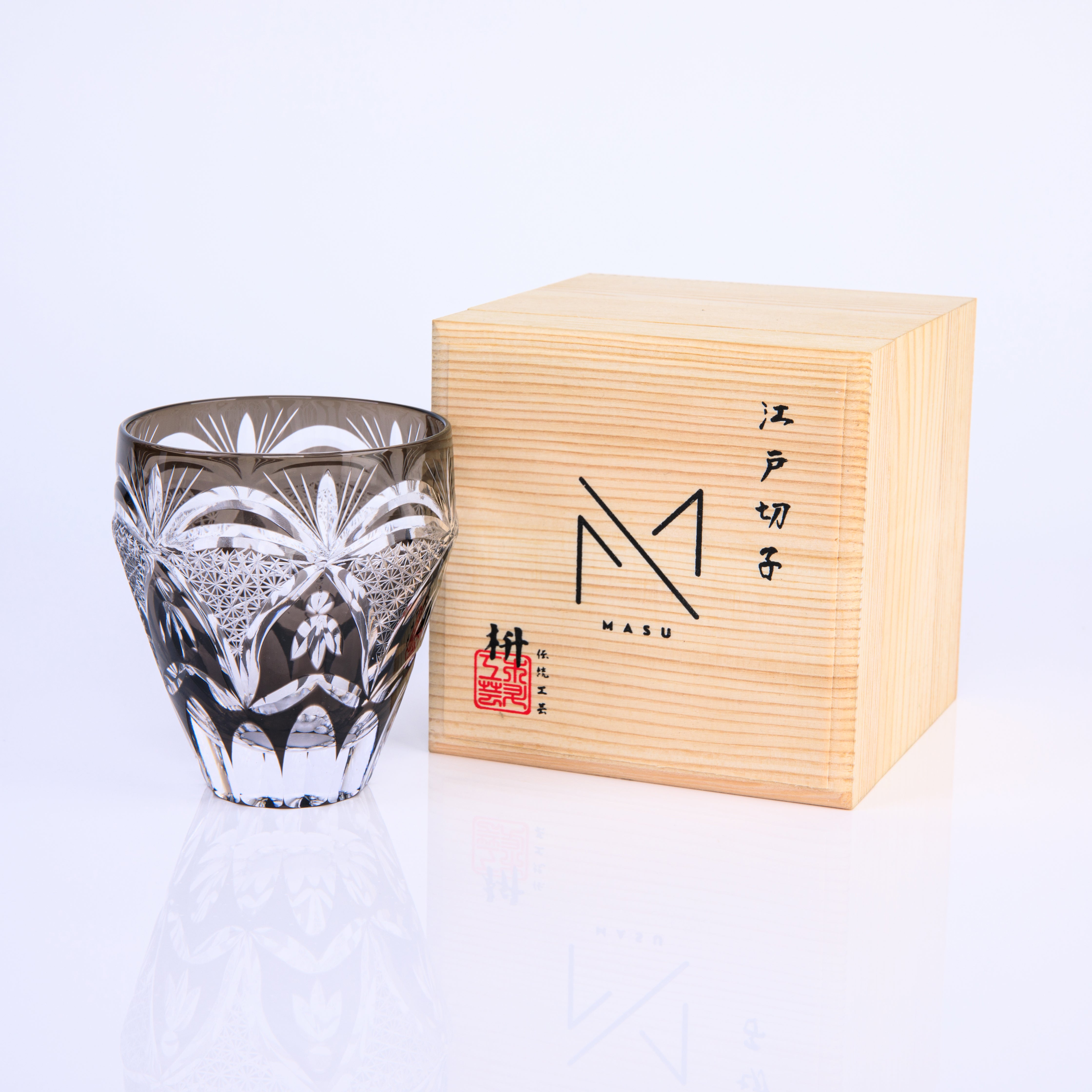 Edo Kiriko Handcrafted Kohaku Sakura Whisky Glass Collection