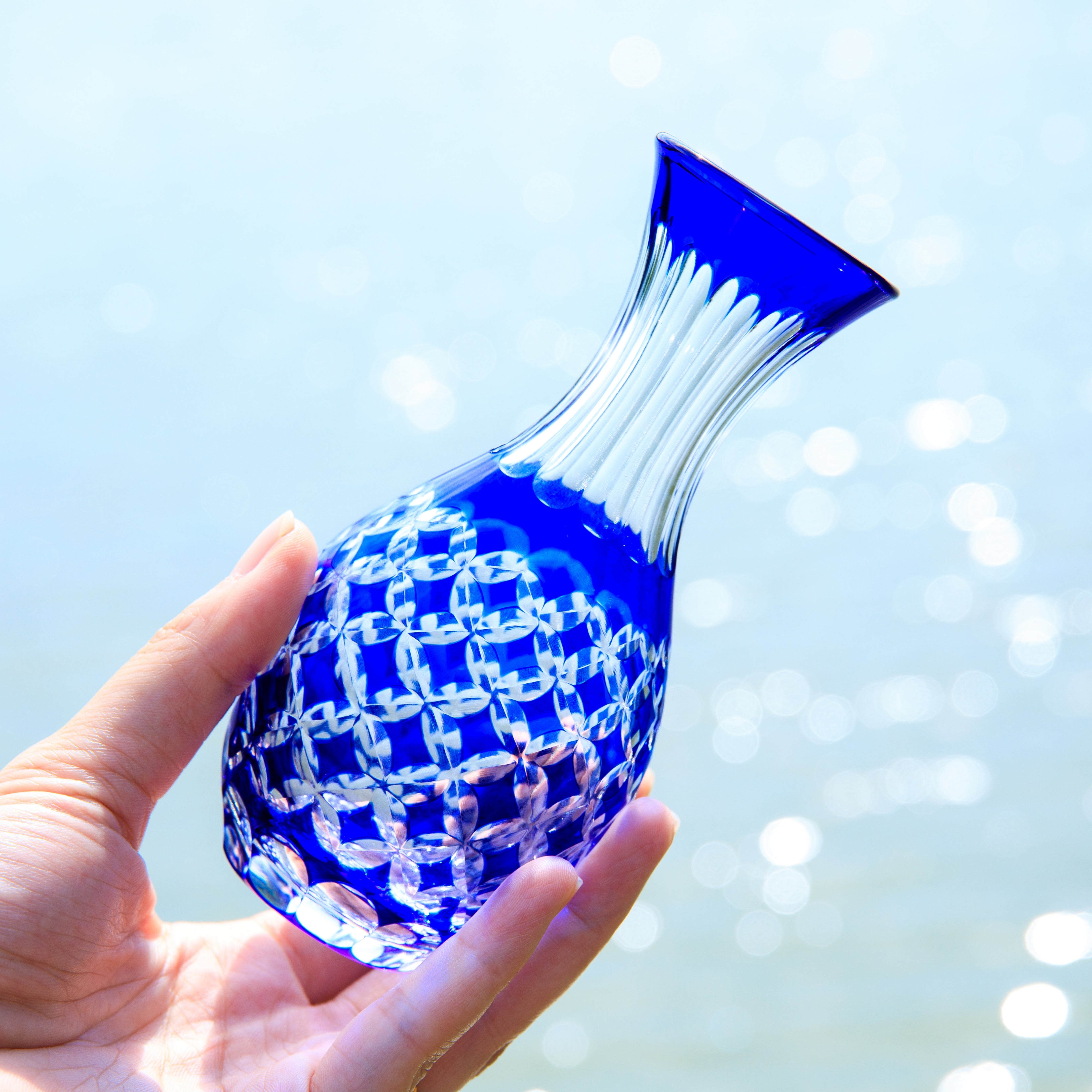 Edo Kiriko Handcrafted Ruri Sake Glass Collection