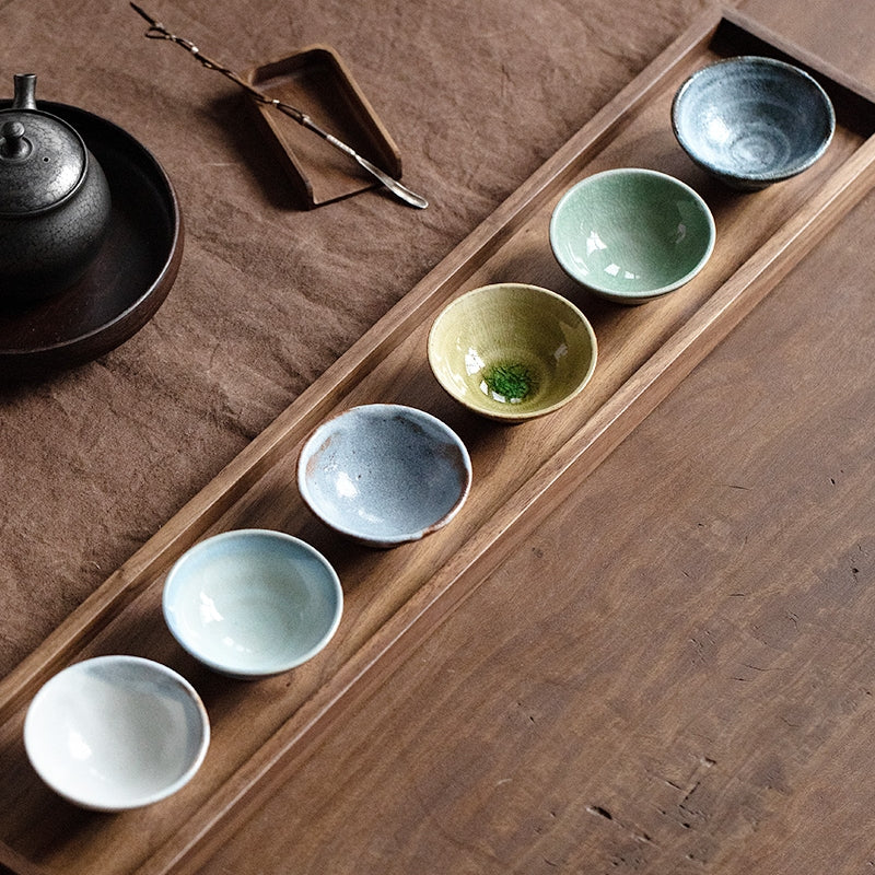 Hatsuichi Shino Ware Handcrafted Rokkyaku Tea Cups Set