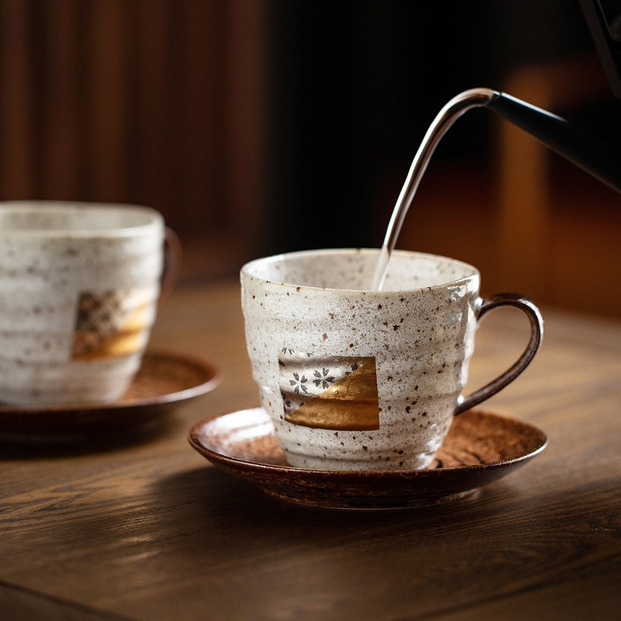 Shushi Gold And Silver Foil Ceramic Mug Pair