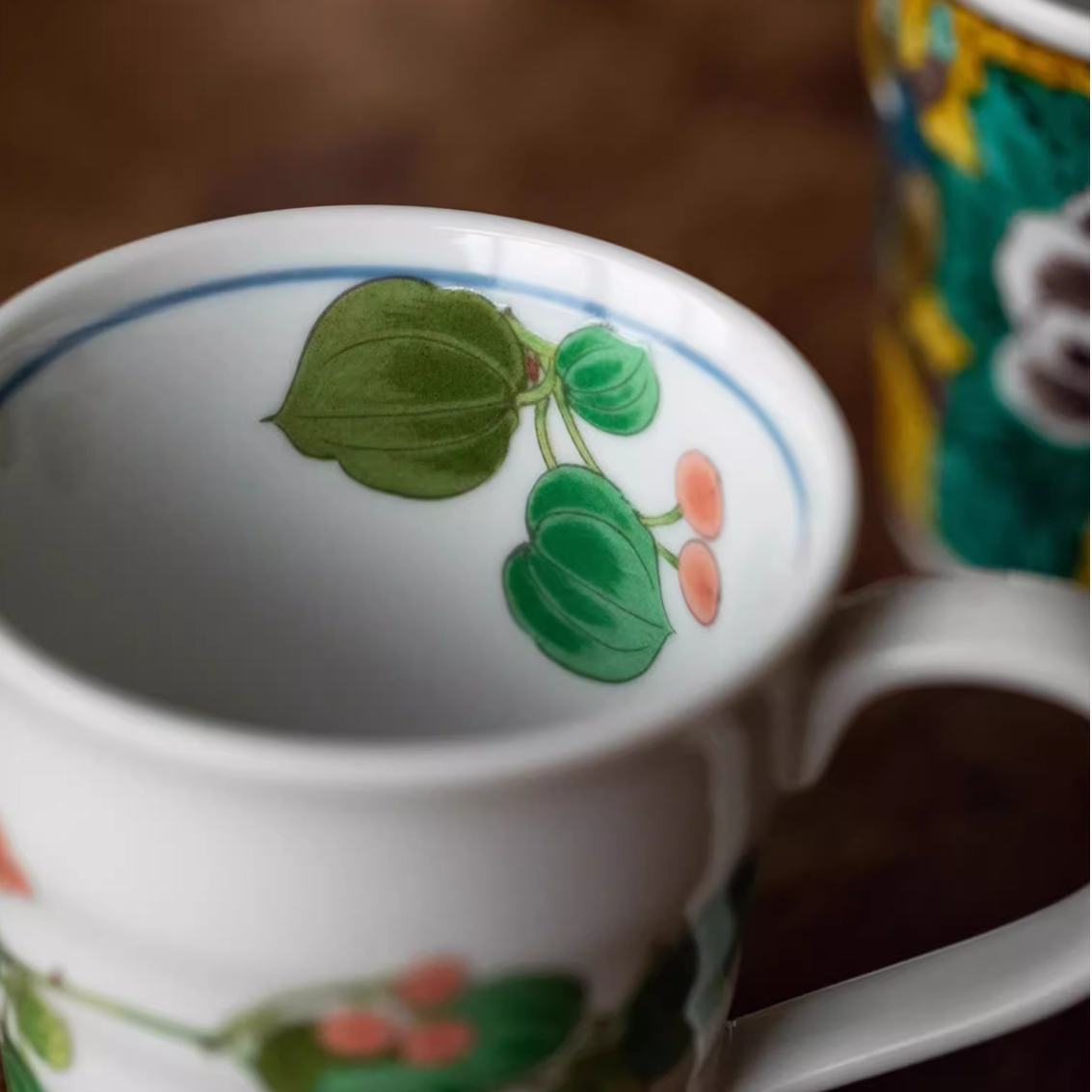 Kutaniyaki Handcrafted Hana Tori Cup Collection