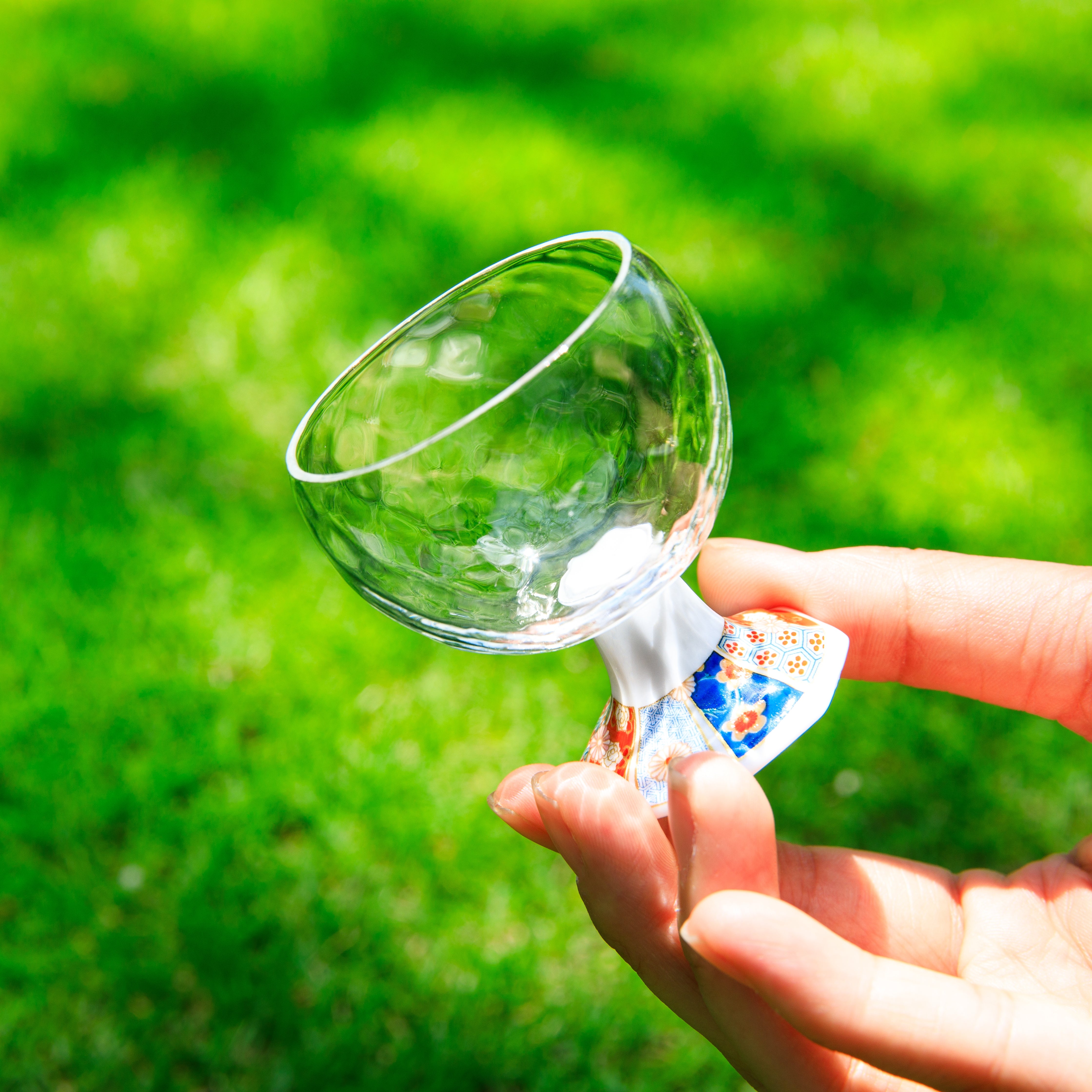 Edo Kiriko Handcrafted Takadaka Komon Goblet Glass Collection