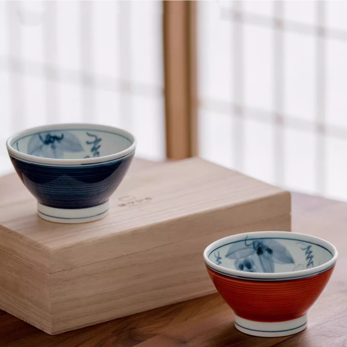 Hatsuichi Arita Ware Tafuku Ceramic Couple Bowl Set of Two