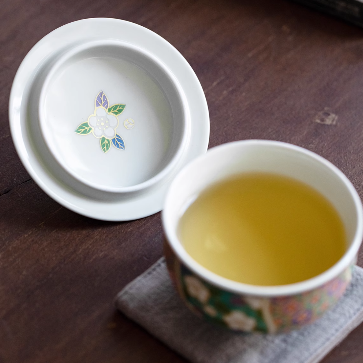 Mino Ware Hana Emaki Lidded Teacup