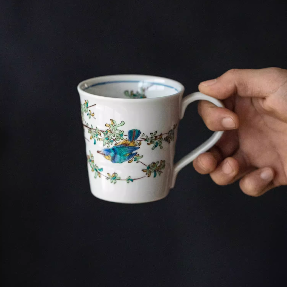 Kutaniyaki Handcrafted Hana Tori Cup Collection