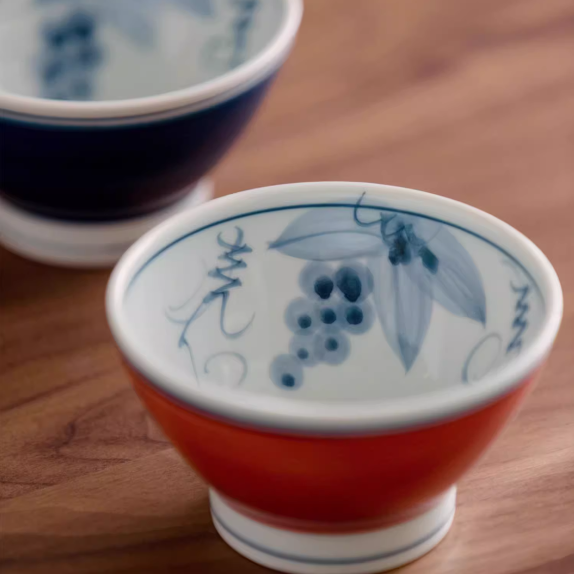 Hatsuichi Arita Ware Tafuku Ceramic Couple Bowl Set of Two