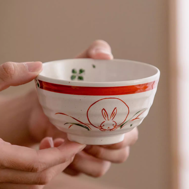 Mino Ware Fuka Rabbit Ceramic Bowl Set of Five