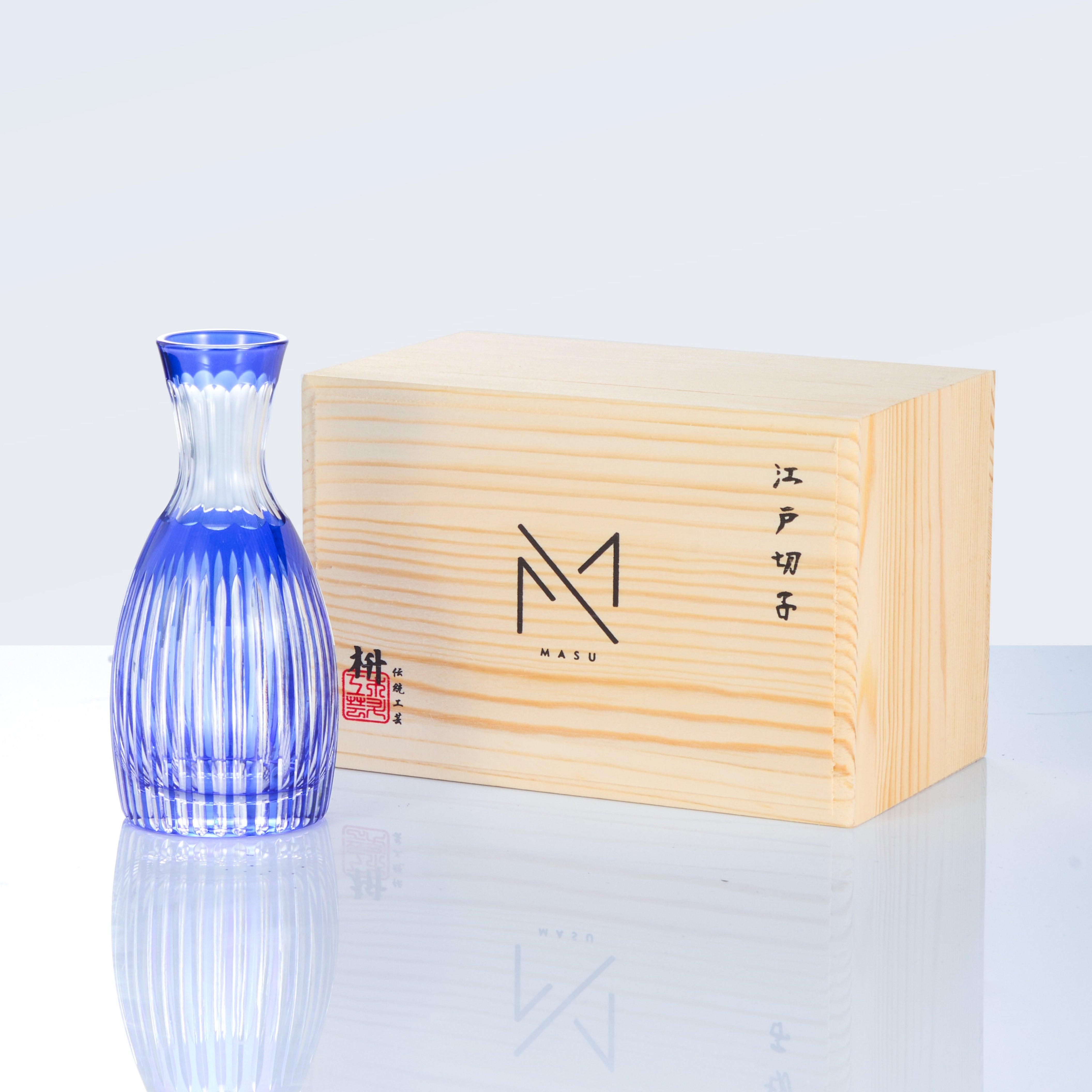 Edo Kiriko Handcrafted Ruri Sake Glass Collection