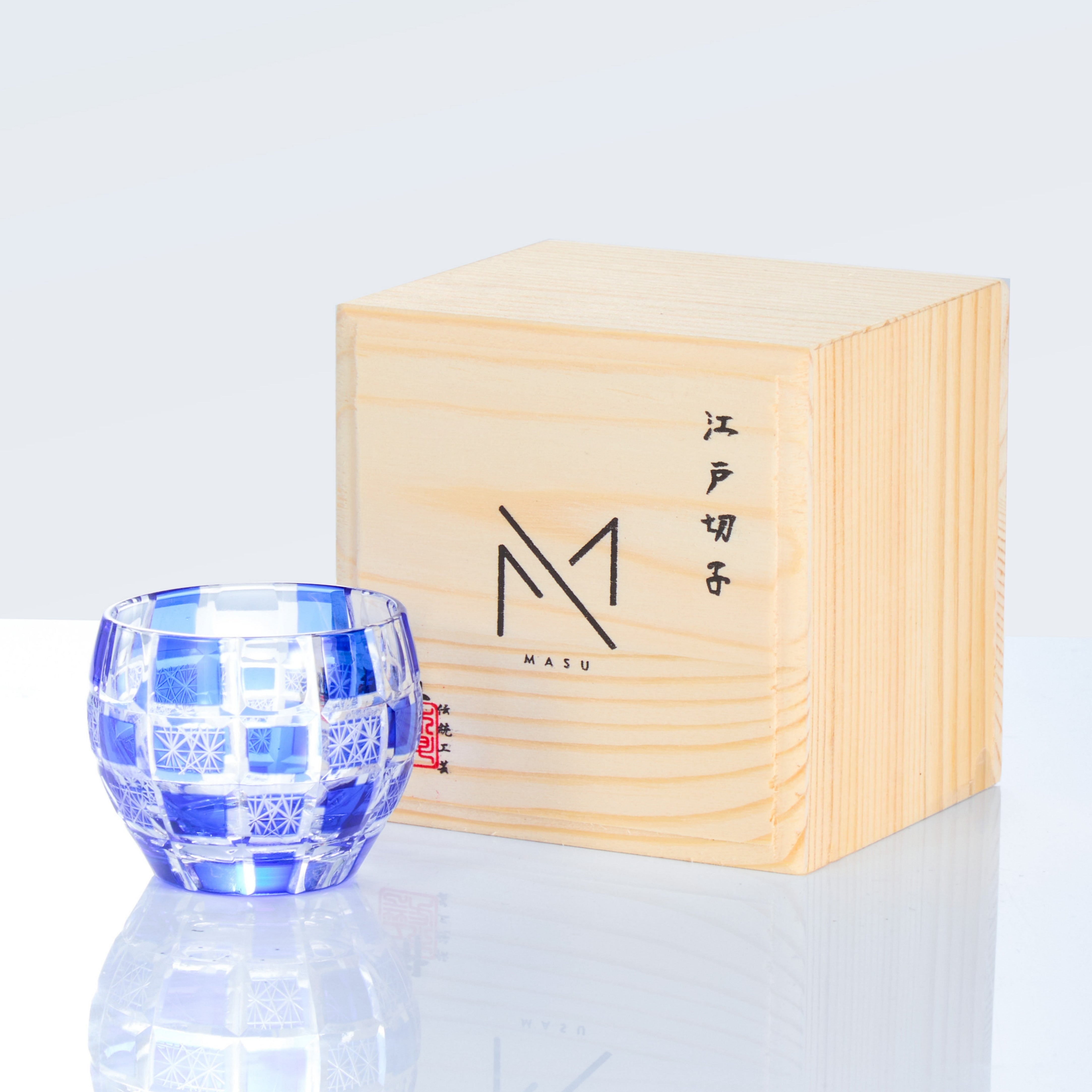 Edo Kiriko Handcrafted Ruri Sake Glass Collection