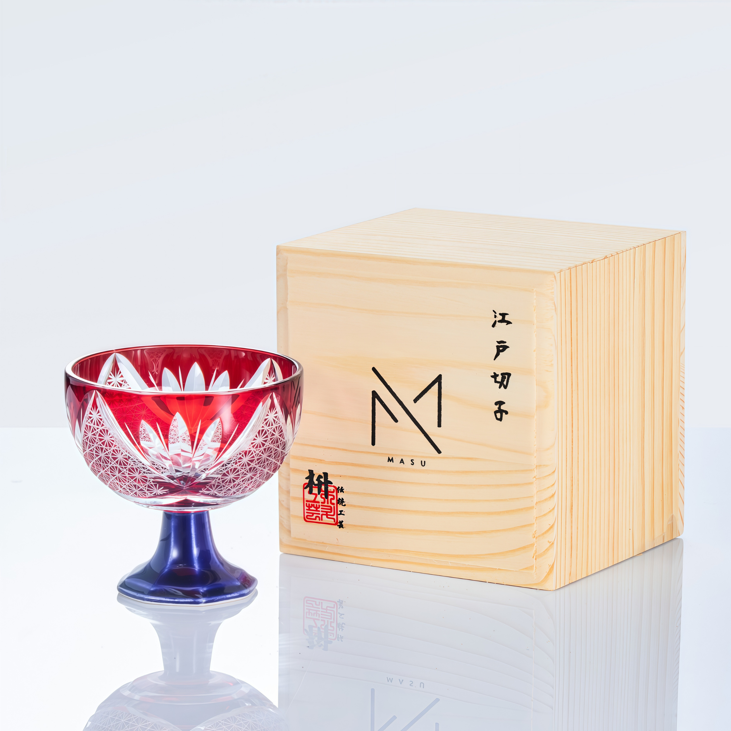 Edo Kiriko Handcrafted Takadai Komon Sake Glass Collection