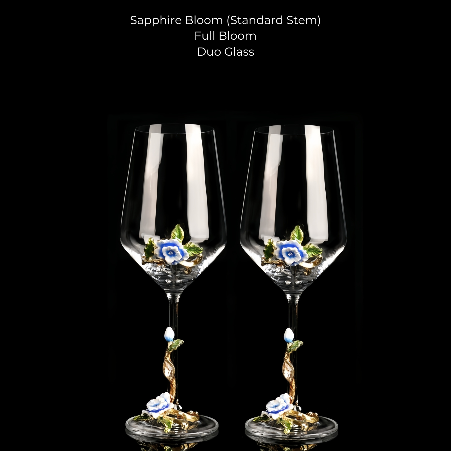 Metallic Flower Crystal Wine Glasses with Decanter Suitcase Set