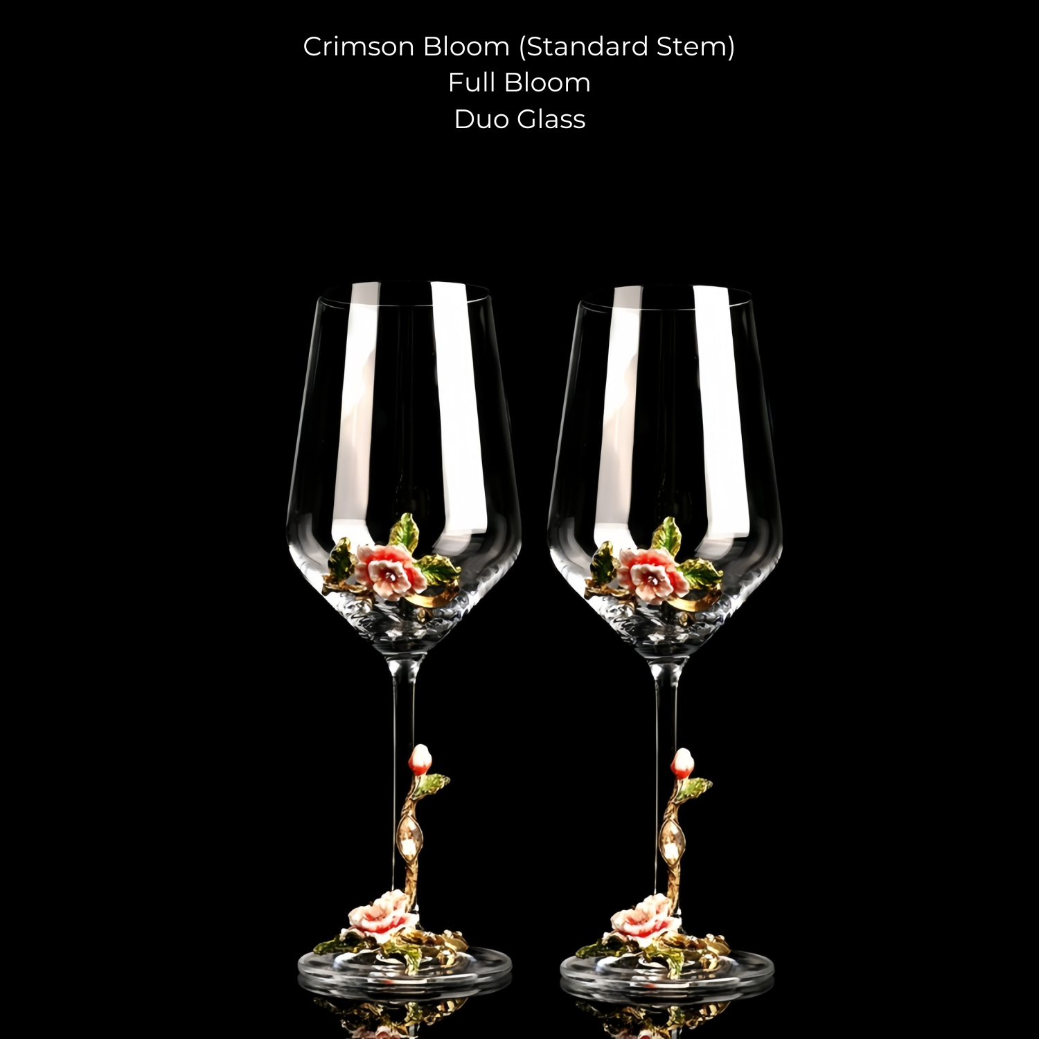 Metallic Flower Crystal Wine Glasses with Decanter Suitcase Set