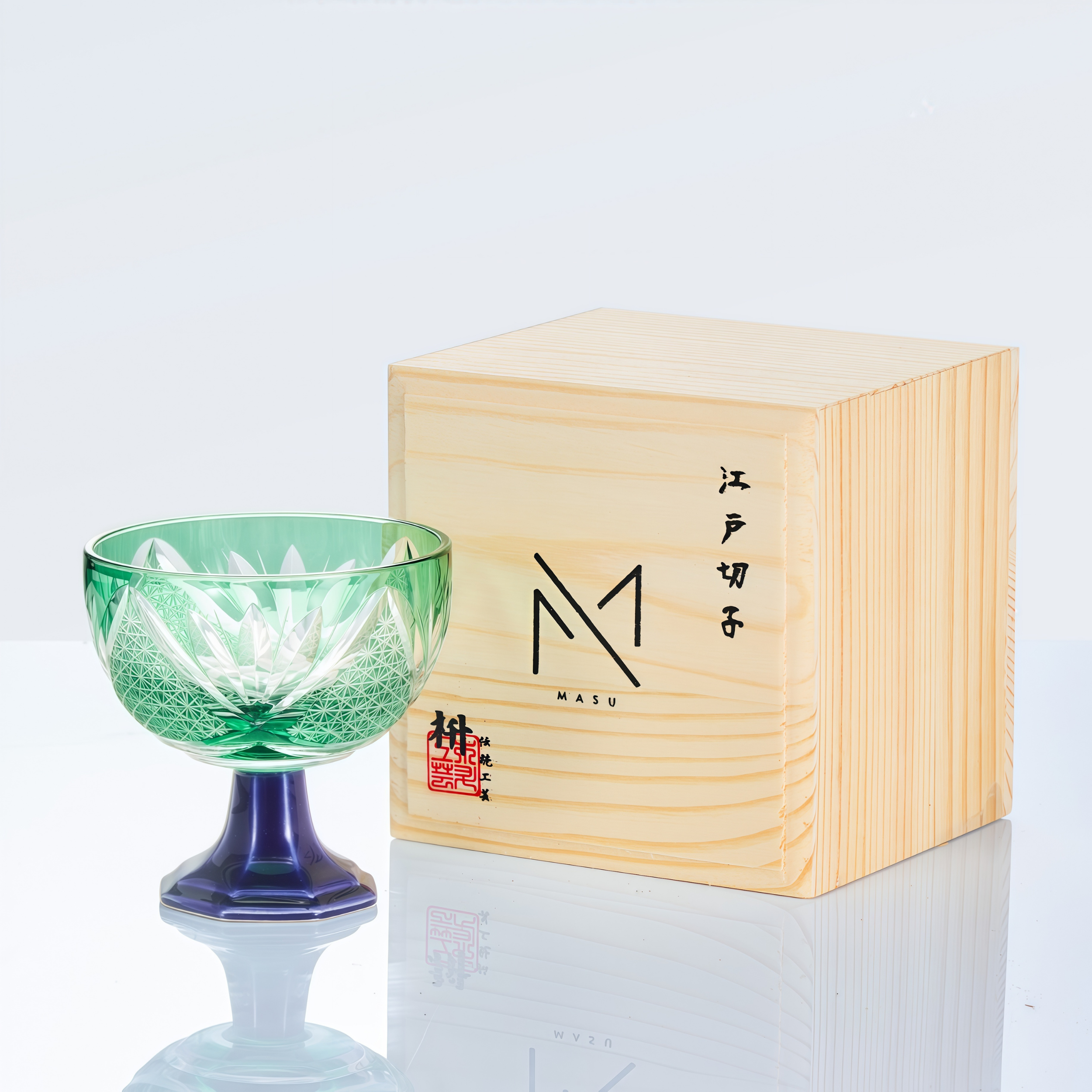 Edo Kiriko Handcrafted Takadai Komon Sake Glass Collection