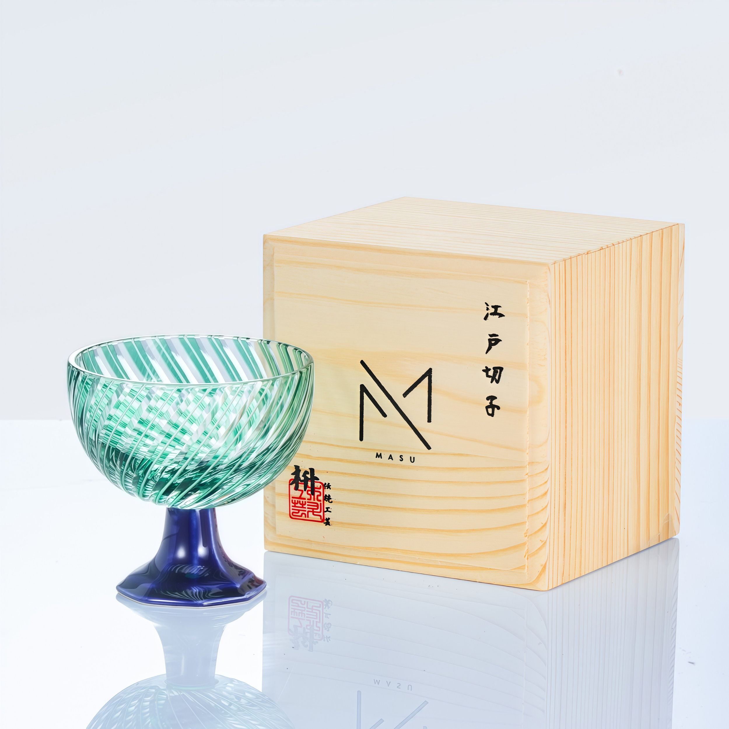 Edo Kiriko Handcrafted Takadai Komon Sake Glass Collection