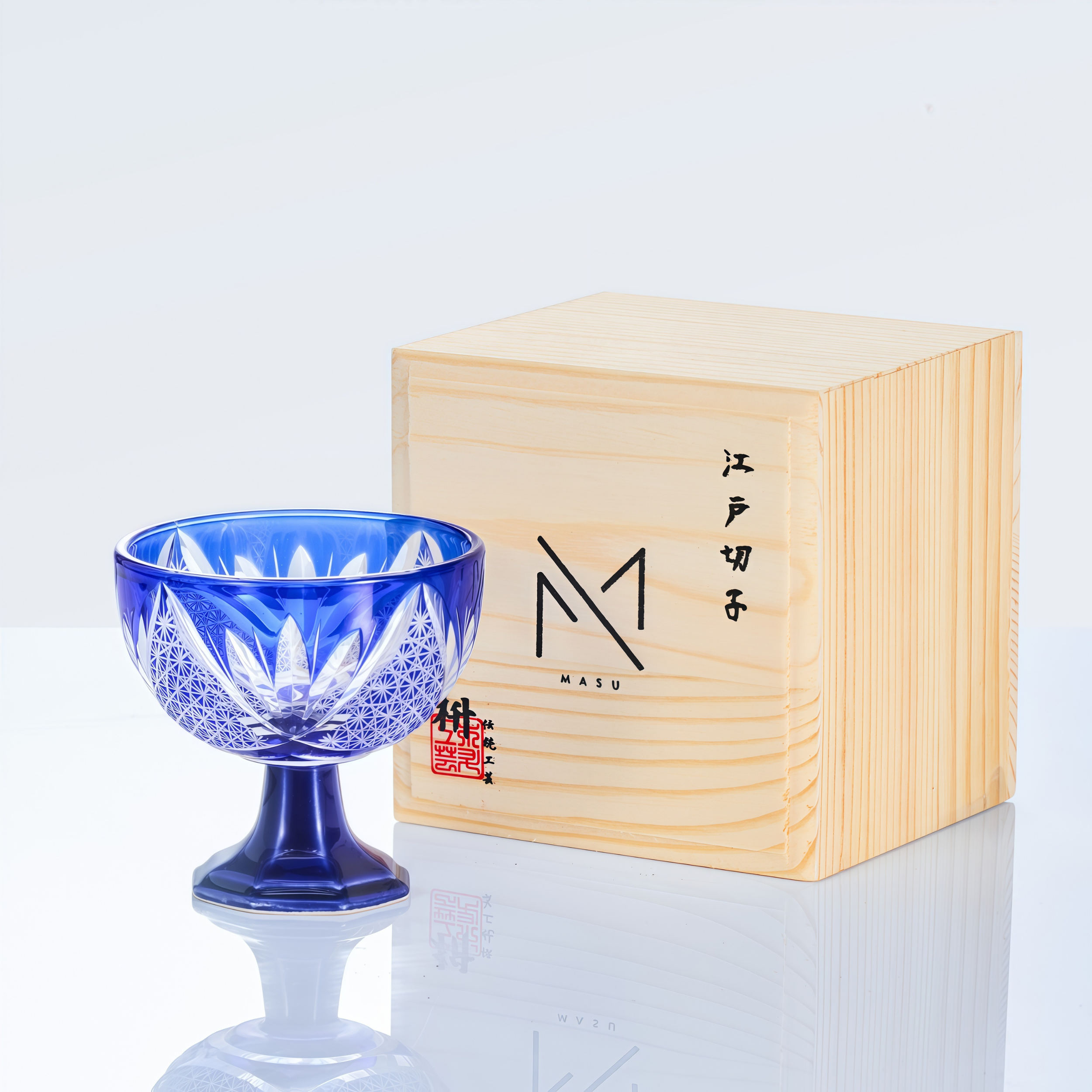 Edo Kiriko Handcrafted Takadai Komon Sake Glass Collection