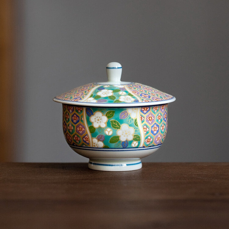 Mino Ware Hana Emaki Lidded Teacup