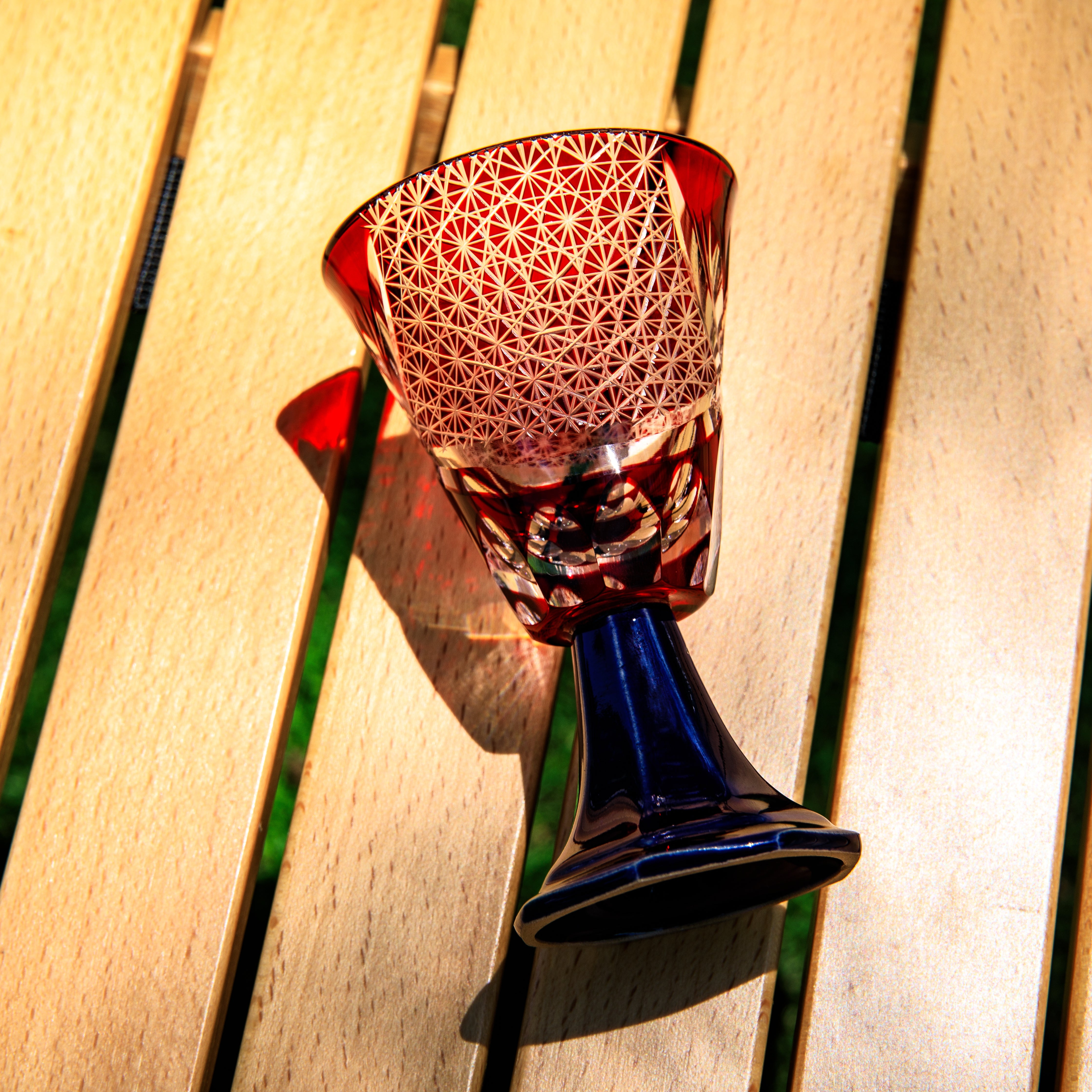 Edo Kiriko Handcrafted Hanabishi Goblet Glass Collection