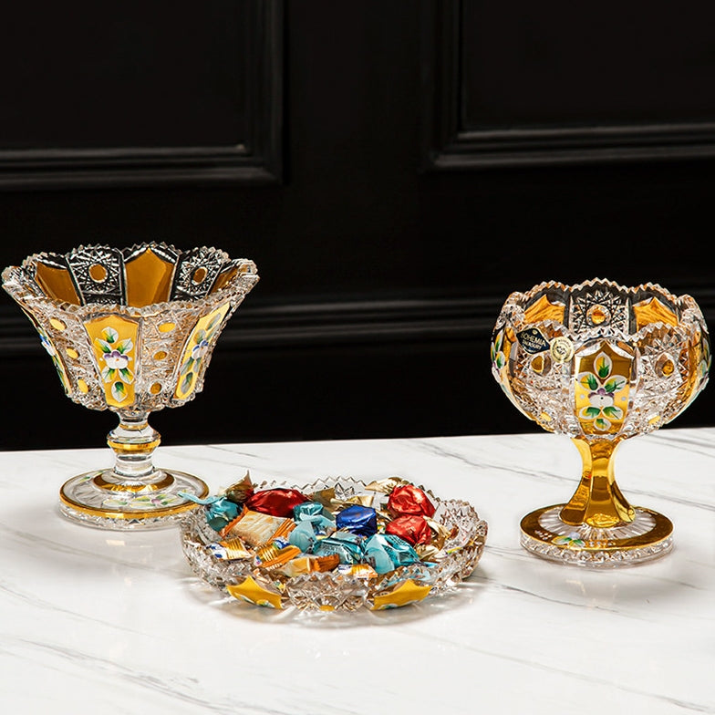 Bohemian Crystal Gilded Enamel Candy Bowl And Dish Collection